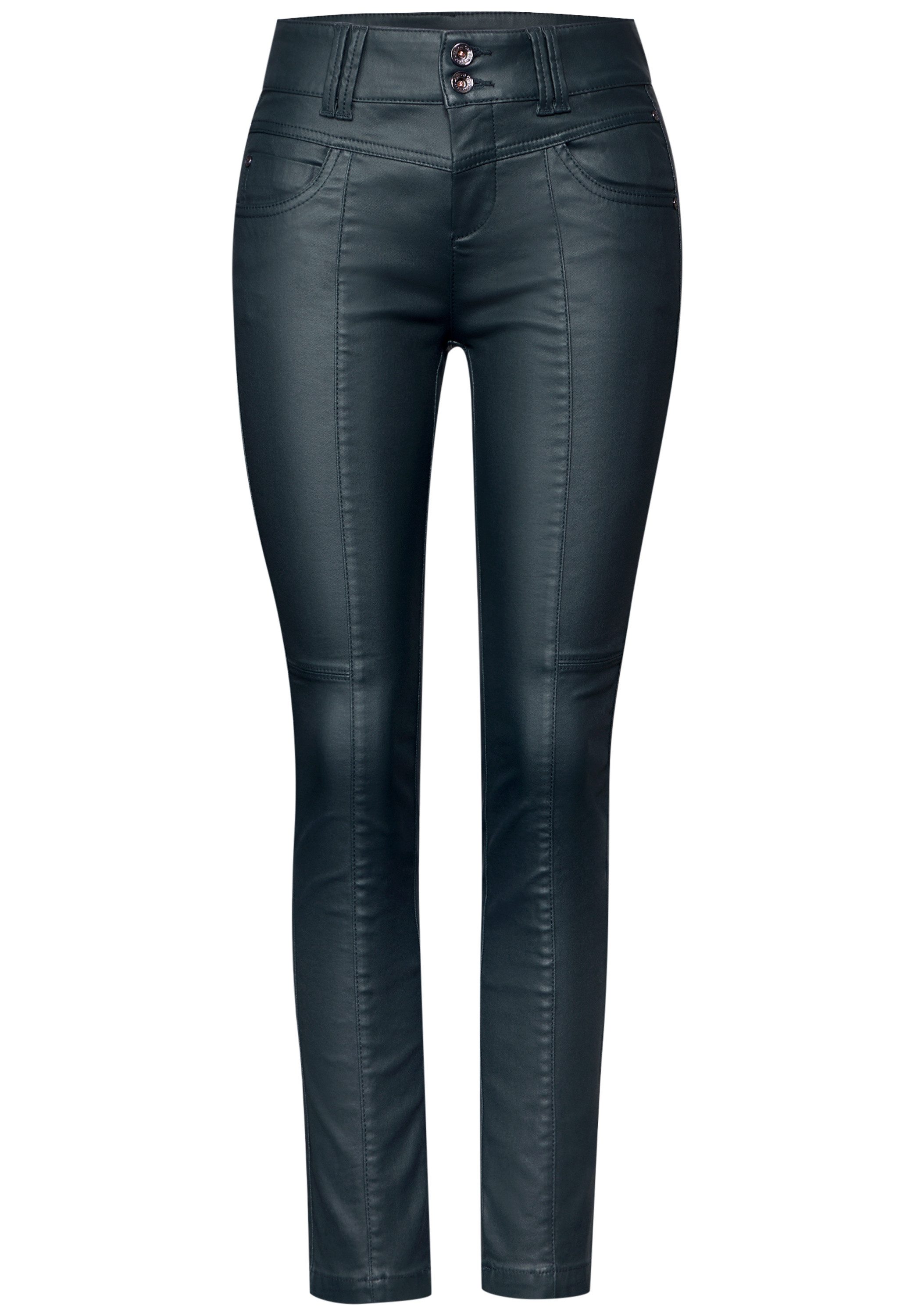 STREET ONE Imitatieleren broek Style York met decoratieve stiksels