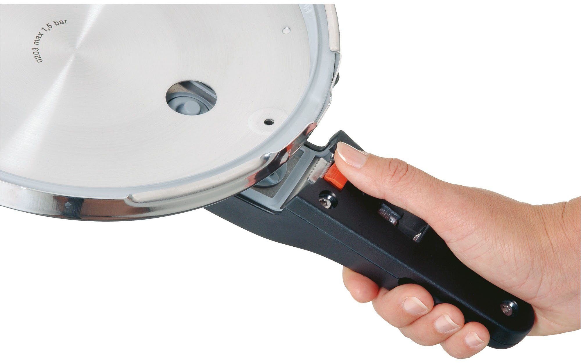 WMF Snelkookpan Perfect RDS Stoompan met een afneembare dekselgreep, inductie