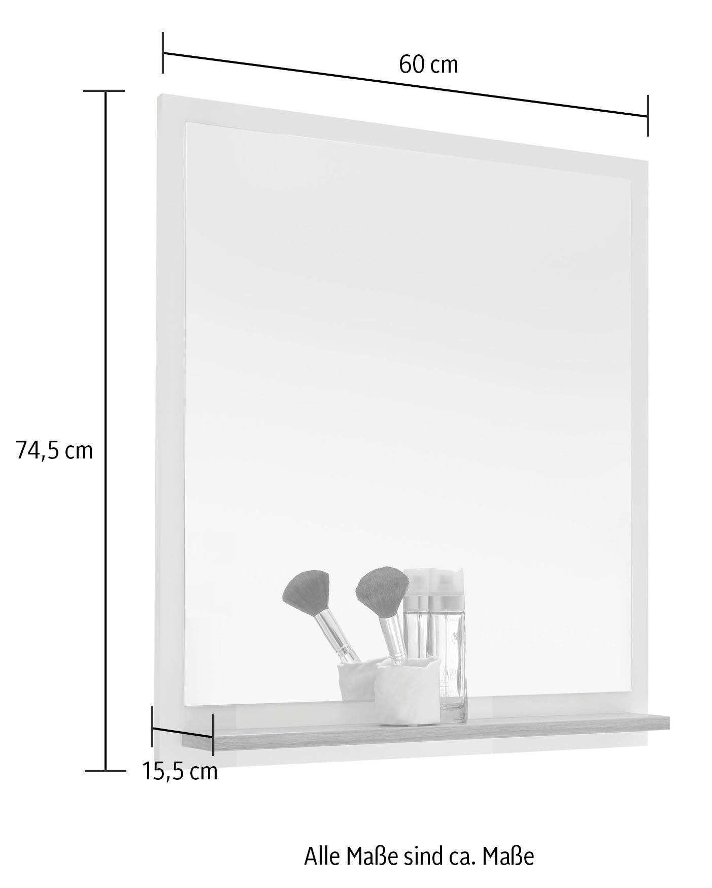 Saphir Badkamerserie Quickset 947 2-delig, wastafelonderkast met spiegel Wastafel 60 cm breed, 2 deuren, incl. deurdemper, wit glans (2-delig)