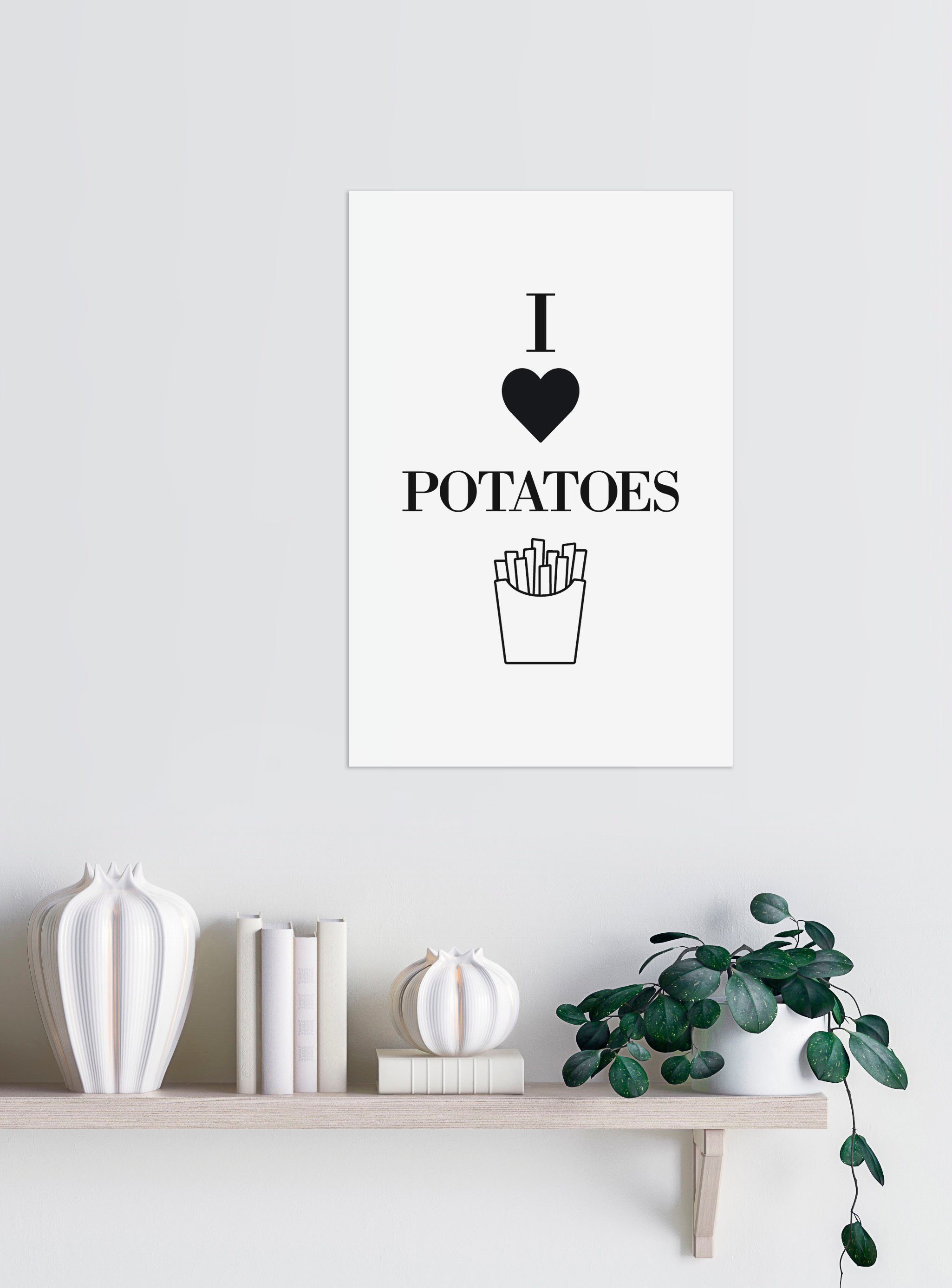 queence Sierobject voor aan de wand I LOVE POTATOES Stalen bord, blikken bord, spreuk, grappig, wanddecoratie, retro, 20x30cm