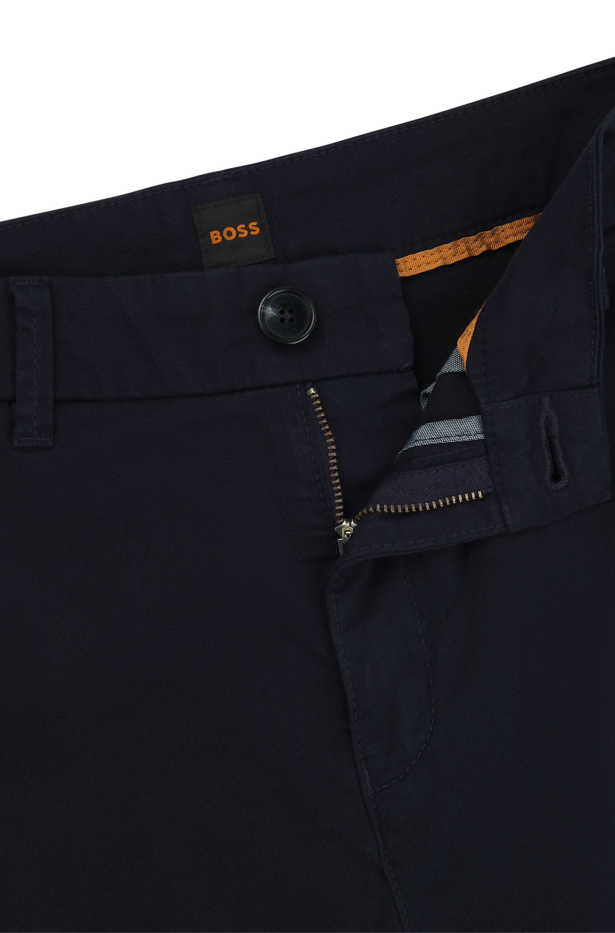 Boss Orange Geweven broek C_Tachini2-D met leren merklabel aan de achterkant van de tailleband
