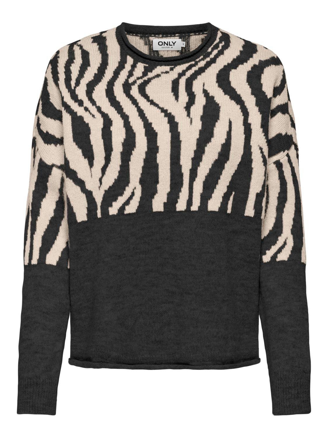 Only Trui met ronde hals ONLJADE ZEBRA LS O-NECK CC KNT