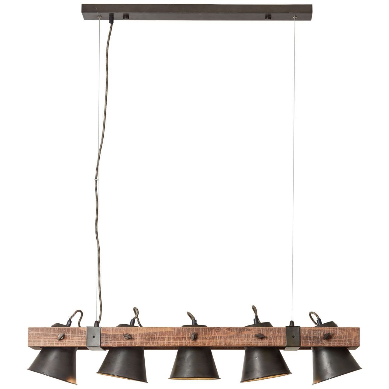 Brilliant Leuchten Hanglamp PLOW Hanglamp 5-lichts, zwenkbaar, staal/hout (1 stuk)