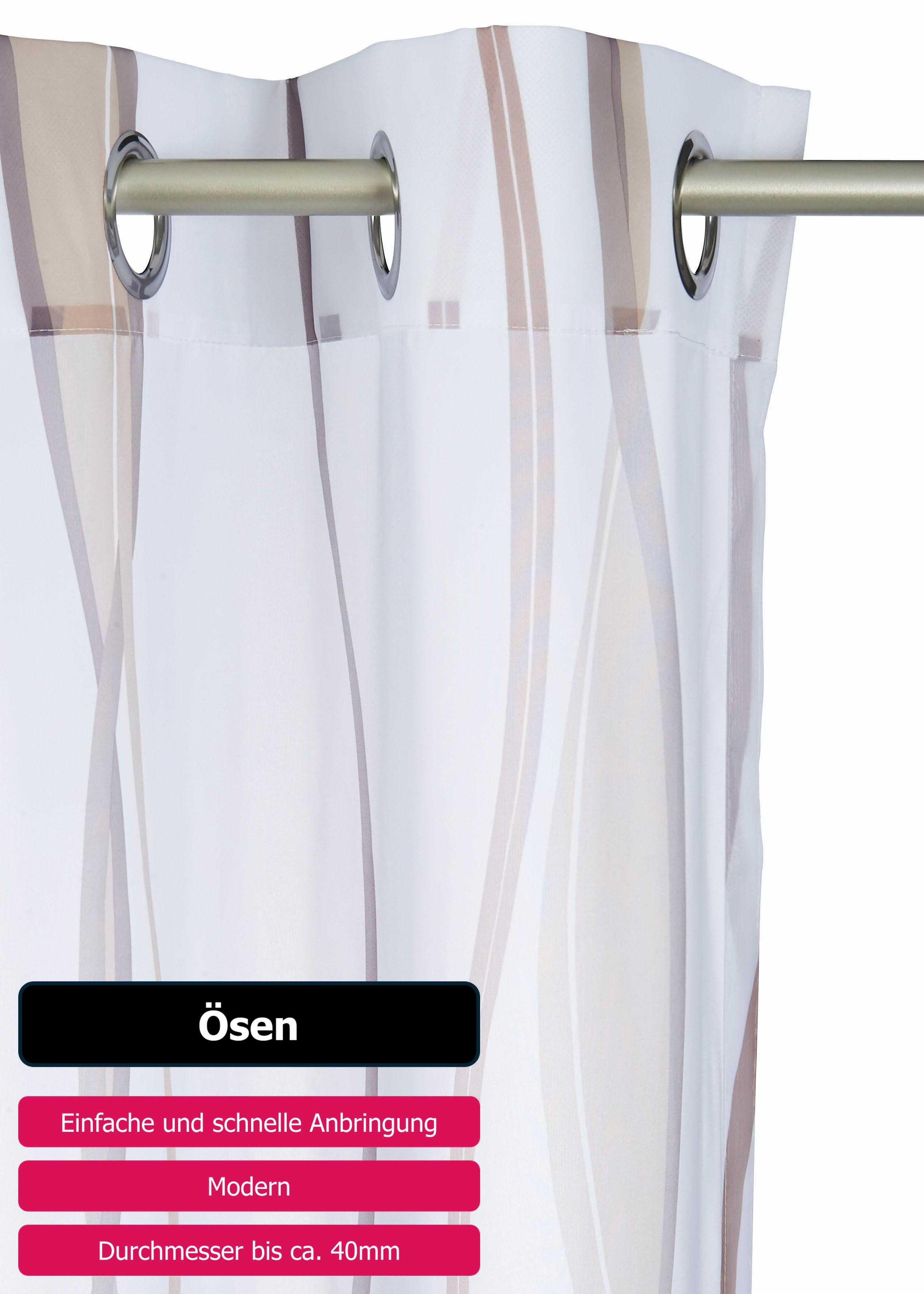 my home Gordijn Dimona set van 2, transparant, voile, polyester, golven (2 stuks)