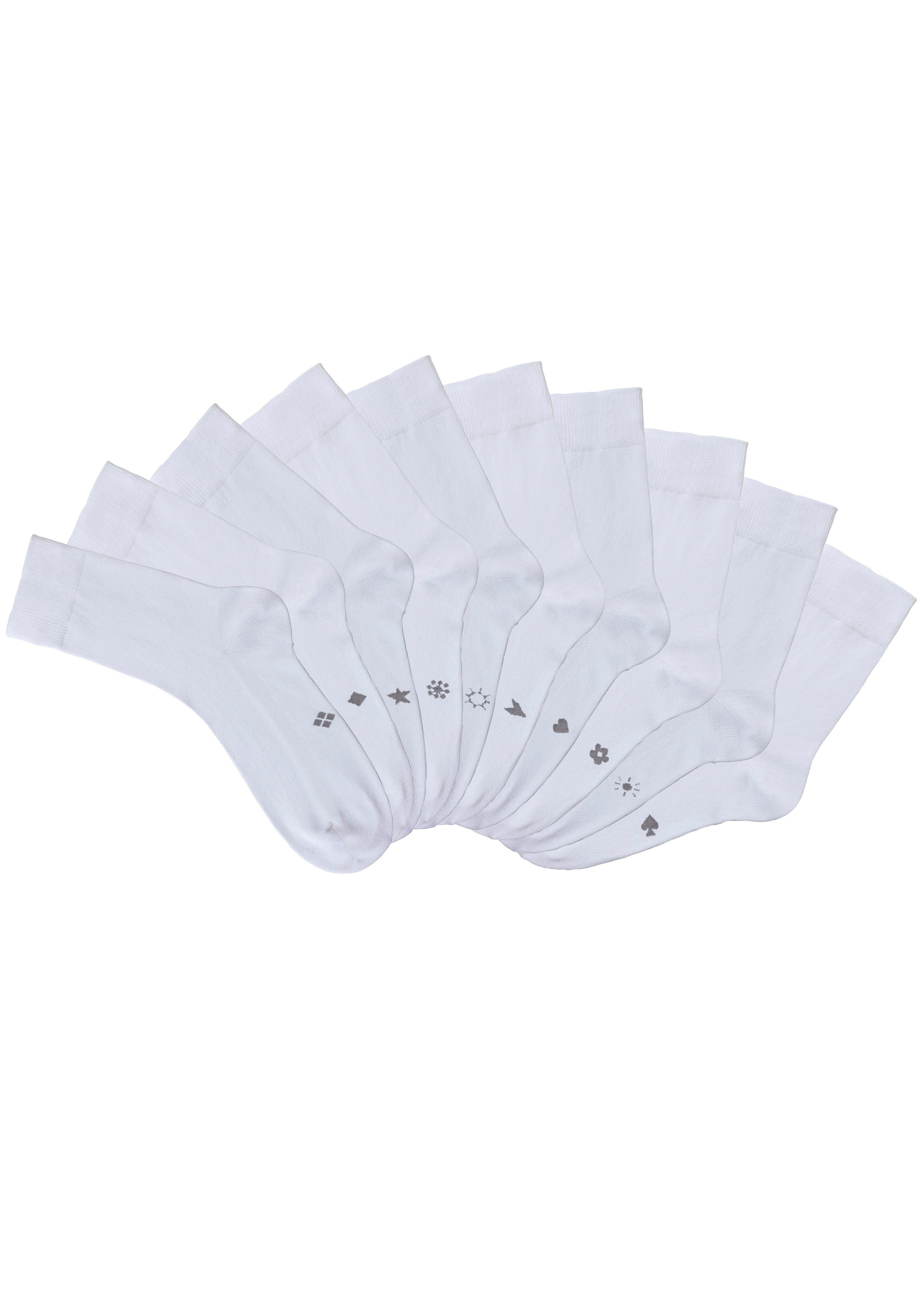 H.I.S Basic sokken met ingebreide symbolen (set, 10 paar)