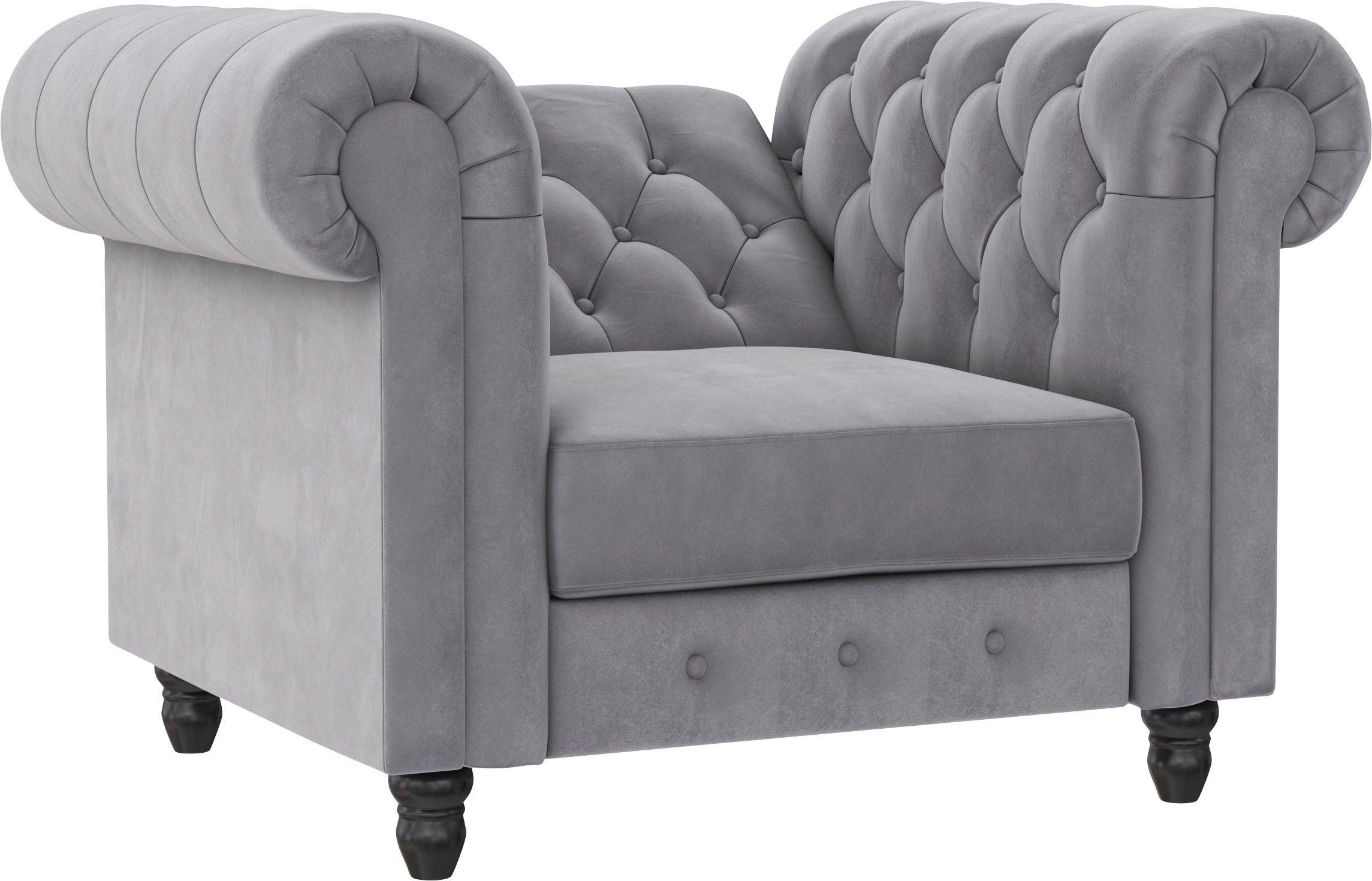 Dorel Home Chesterfield-fauteuil Felix met rugleuning 3-voudig verstelbaar, benen massief hout, zithoogte 46 cm