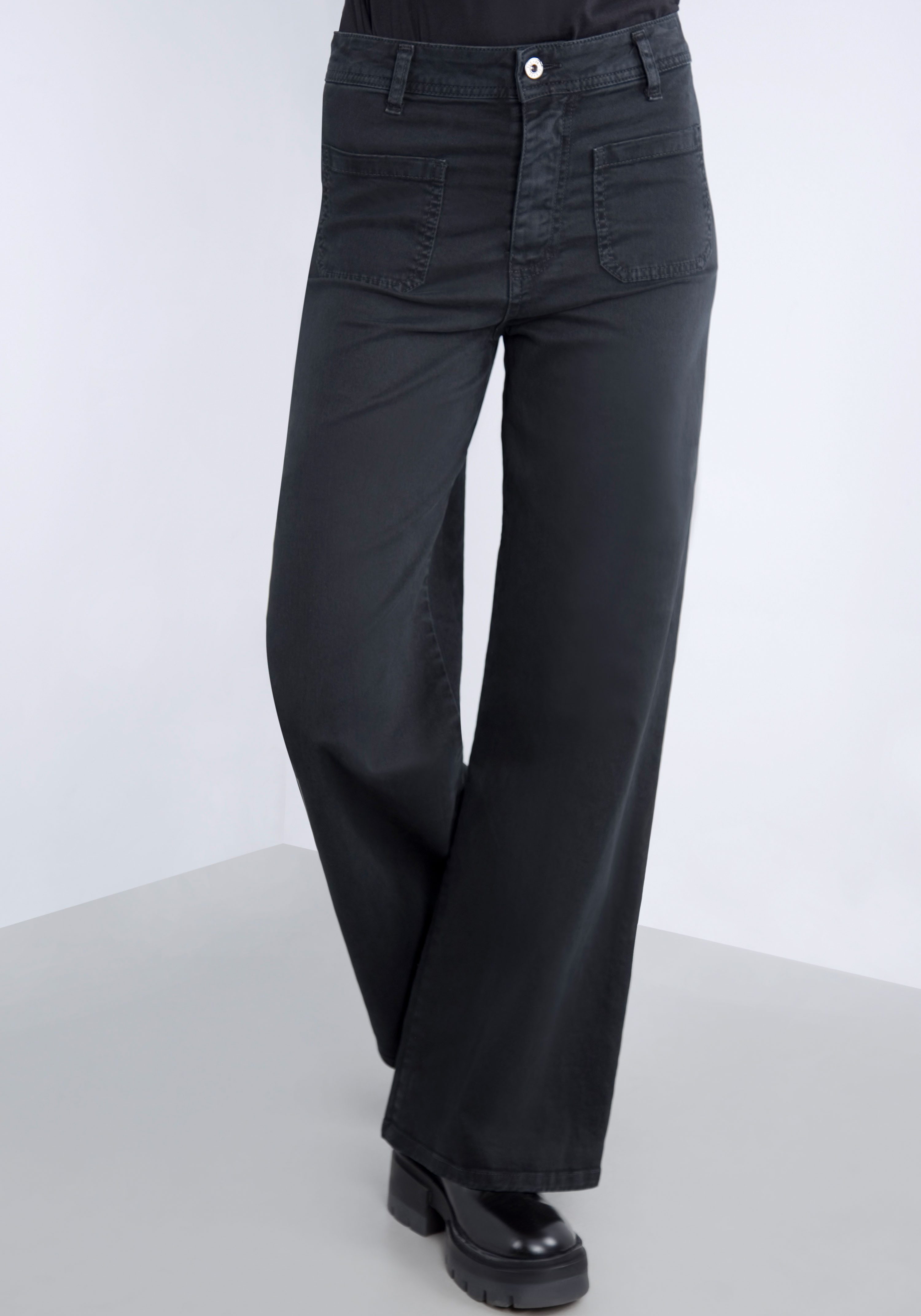 Please Jeans Broek met wijde pijpen van hoogwaardige katoenmix met stretch