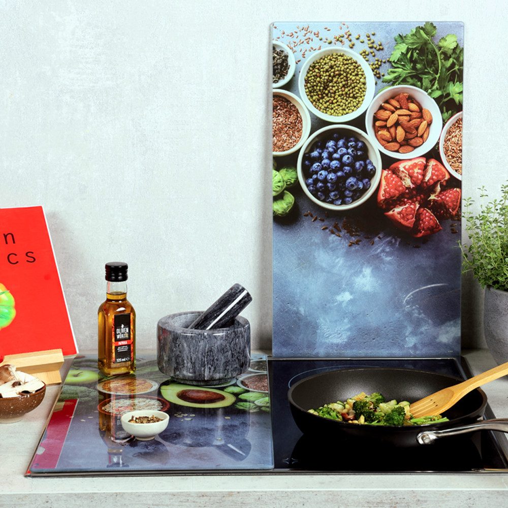 KESPER for kitchen & home Snij- en afdekplaat Multi-glas snijplank, 2-delig, HealthyK. (set)