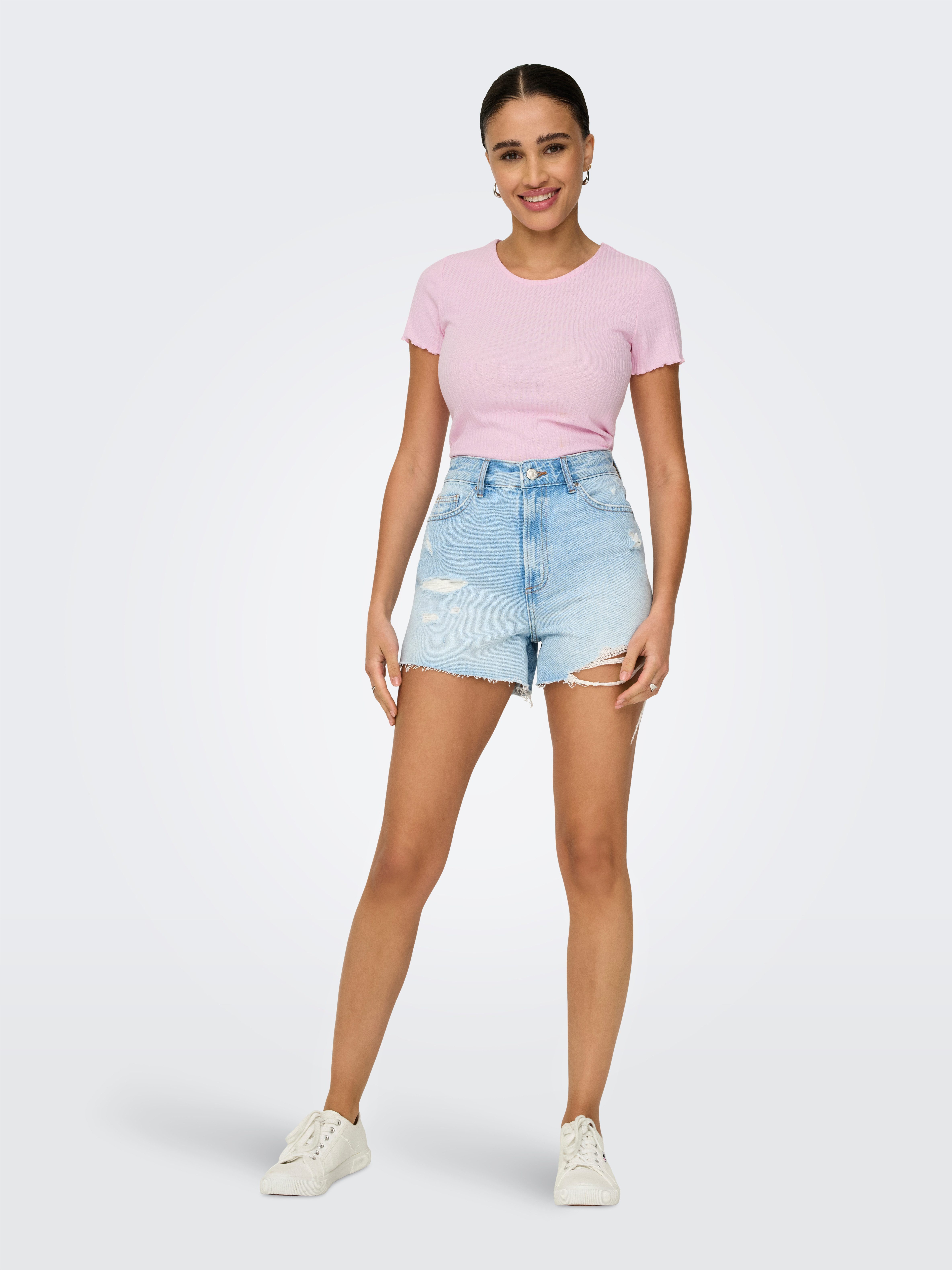 Only Shirt met ronde hals ONLEMMA S/S SHORT TOP NOOS JRS