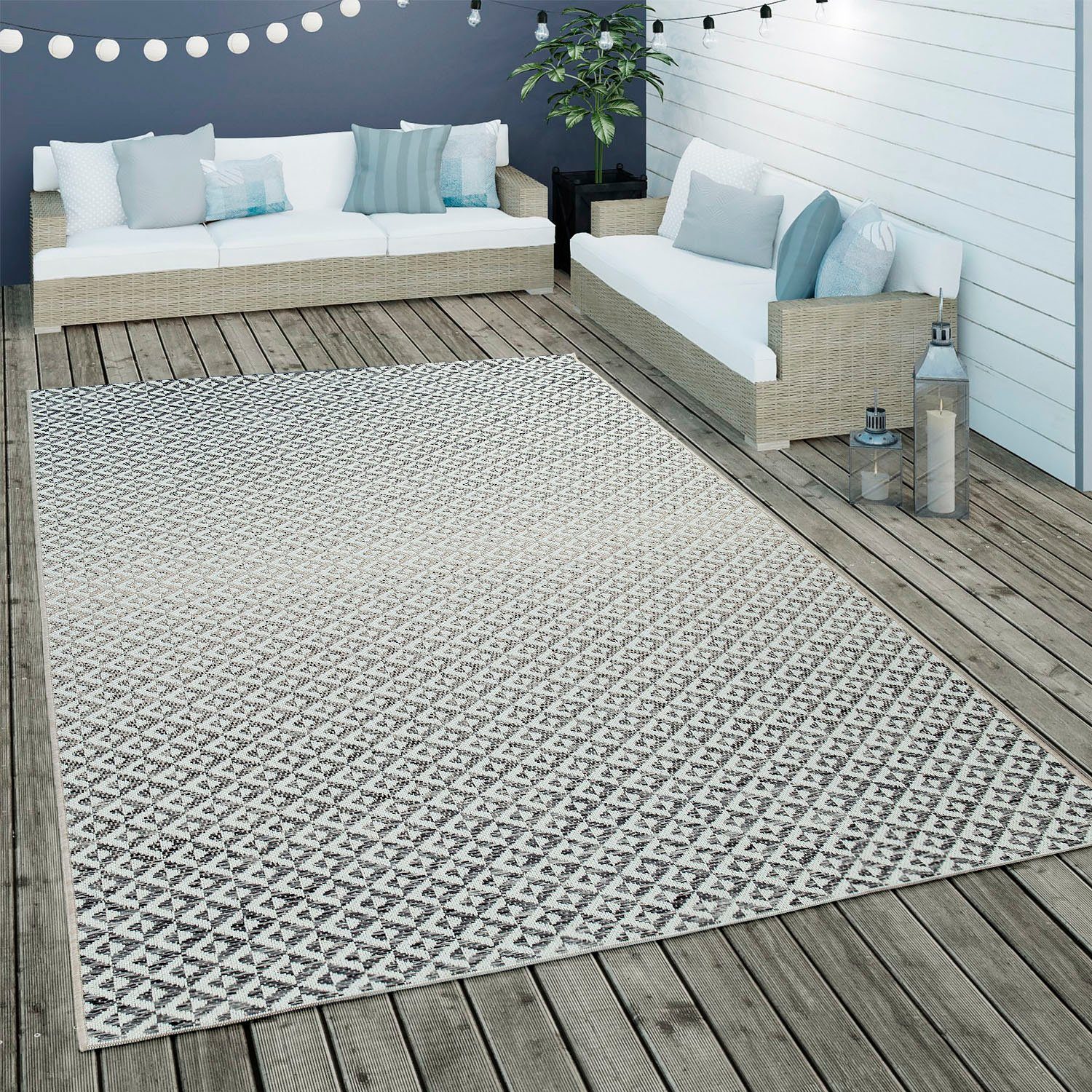 Paco Home Vloerkleed Kortrijk 745 Platweefsel, modern geometrisch design, geschikt voor binnen en buiten