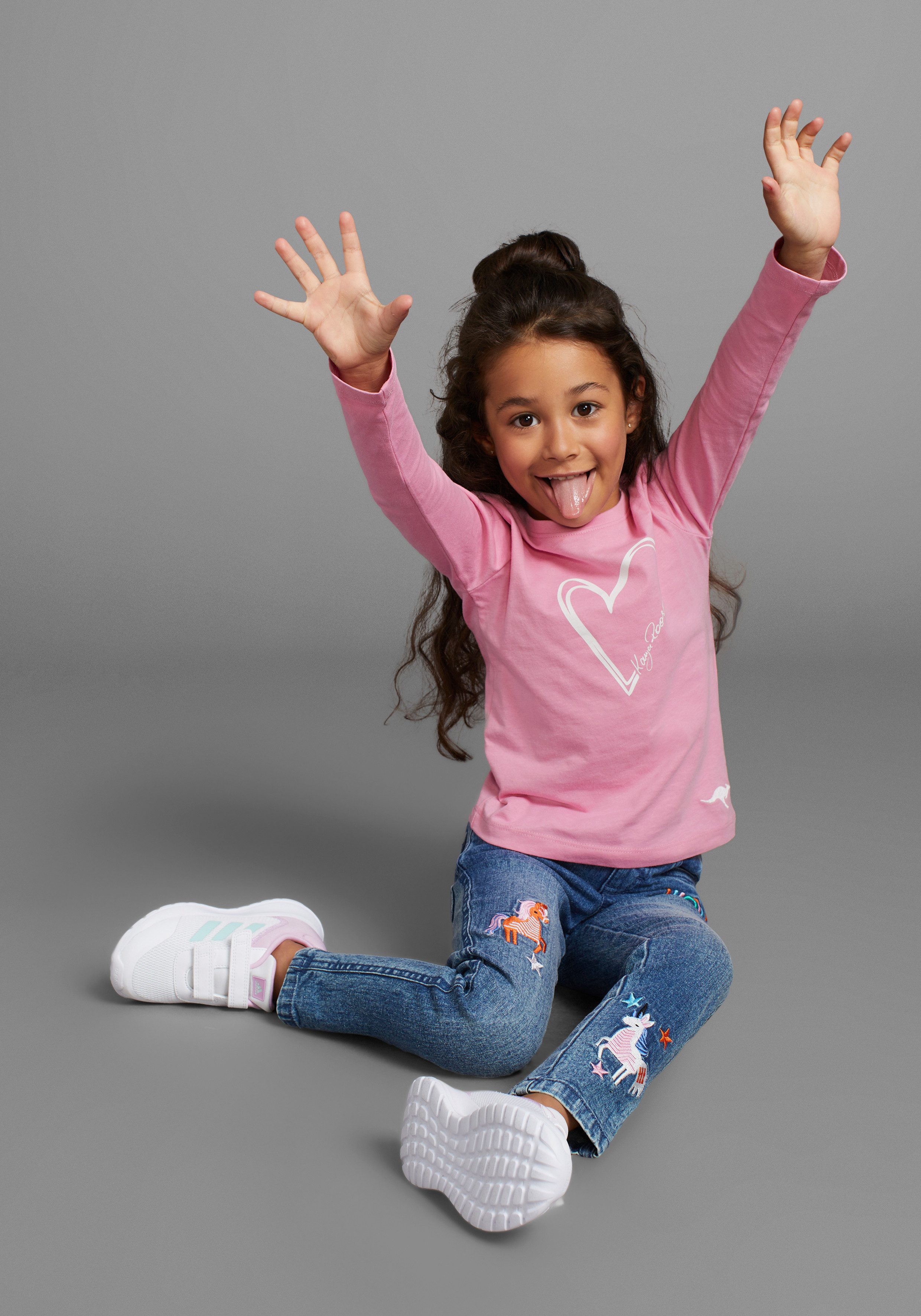 KangaROOS Shirt met lange mouwen Voor kleine meisjes , schattige logo-opdruk