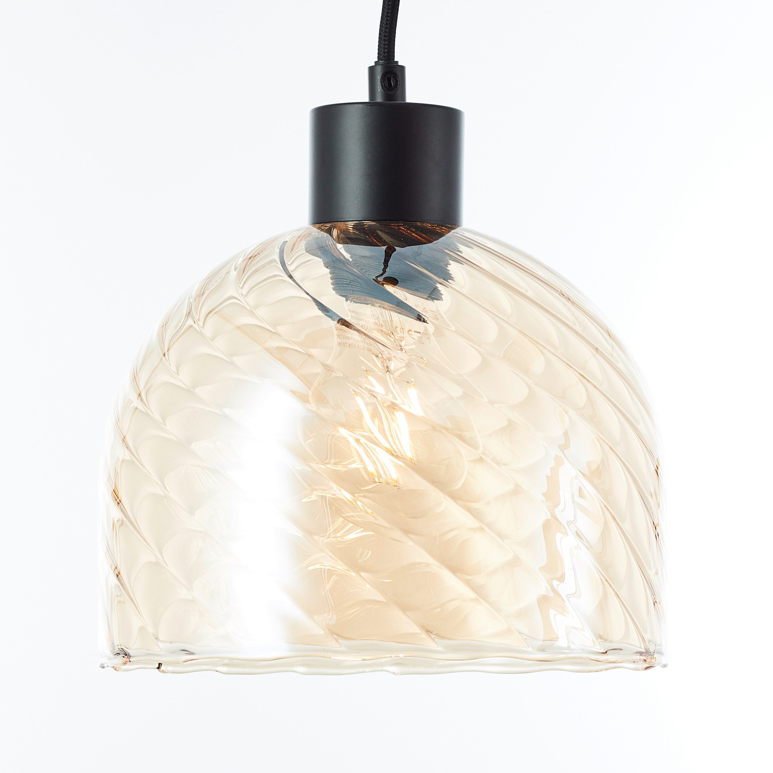 Brilliant Leuchten Hanglamp Casto 150 x 19 cm, e27, inkortbaar, glas, amberkleurig