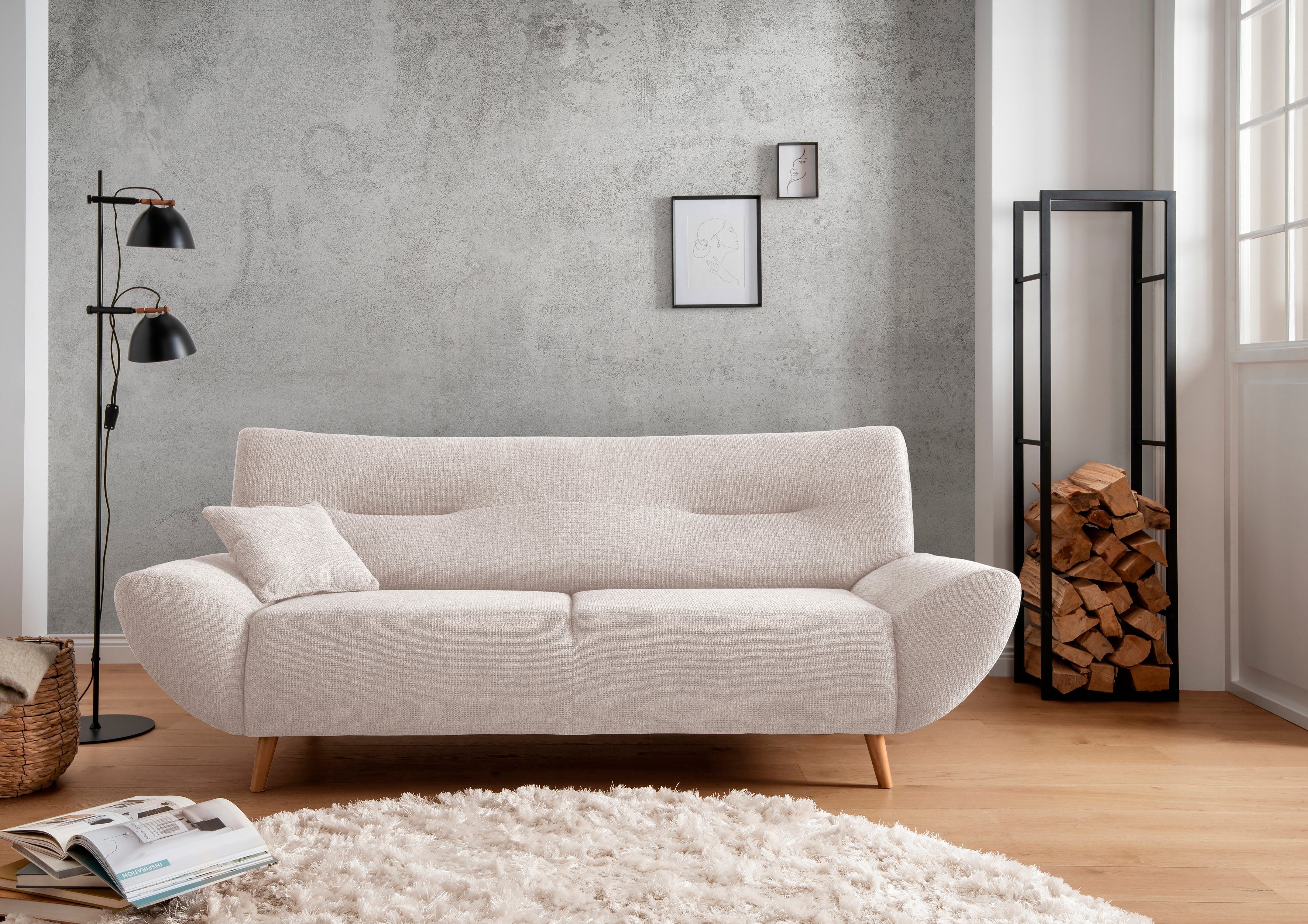INOSIGN Zithoek Drago elegant en tijdloos, comfortabel, moderne vormtaal leverbaar als fauteuil/hoekbank, diverse stoffen, incl. 2 sierkussens (set, 3-delig)