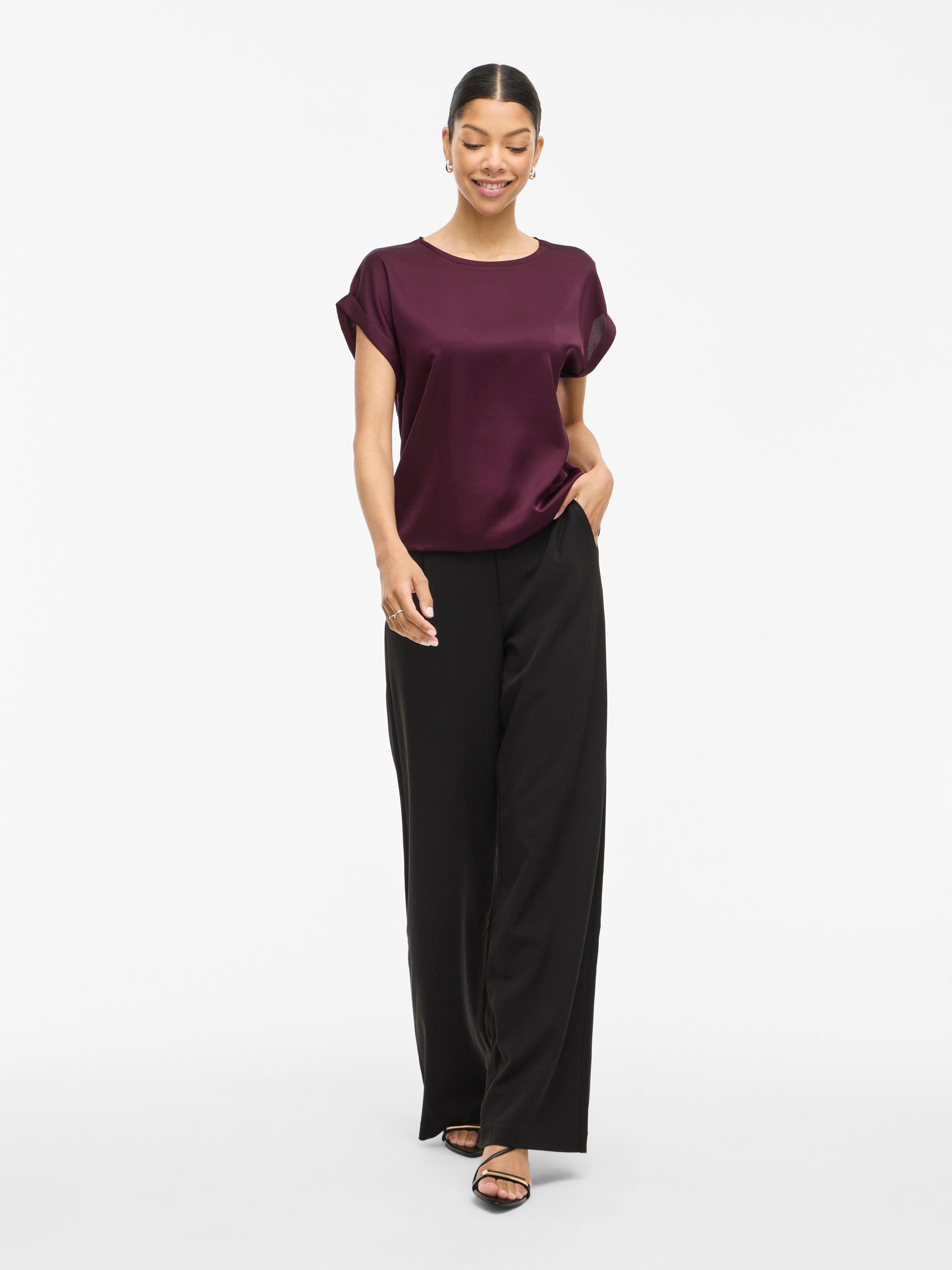 Vila Shirt met korte mouwen VIELLETTE S/S SATIN TOP - NOOS