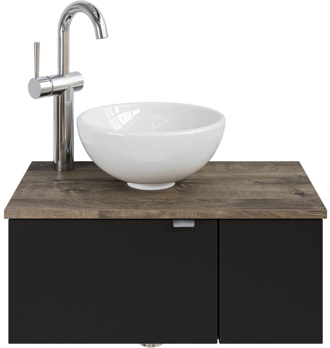 Saphir Wastafelonderkast Serie 6915 wastafel met onderkast voor gastenbadkamer, tweede toilet (3-delig)
