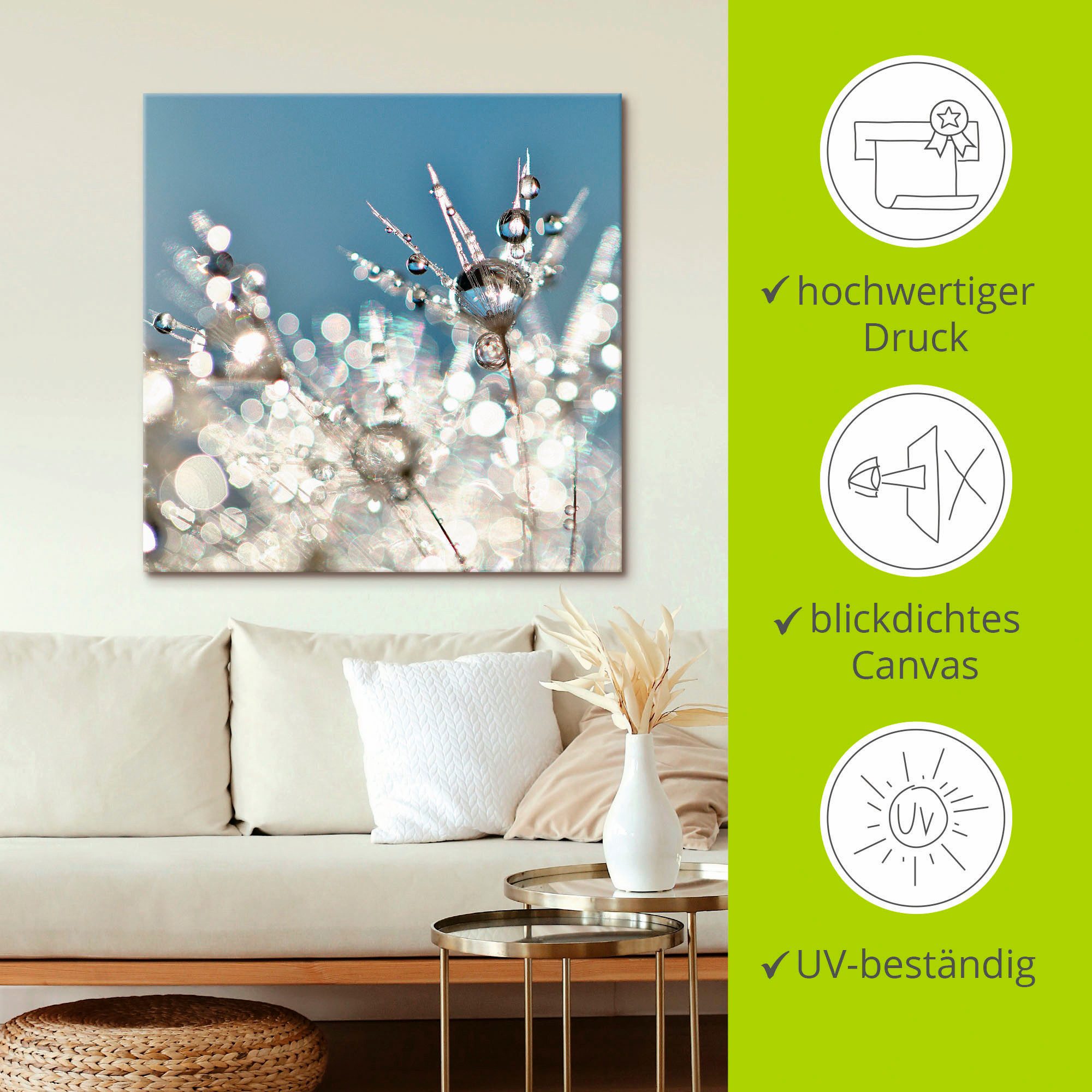 Artland Artprint Pluizenbol druppel abstract als artprint op linnen, poster, muursticker in verschillende maten