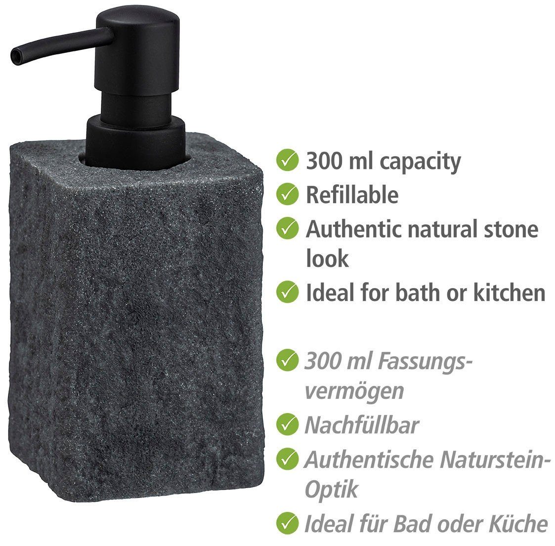 WENKO Zeepdispenser Villata Grijs, 300 ml (1-delig)