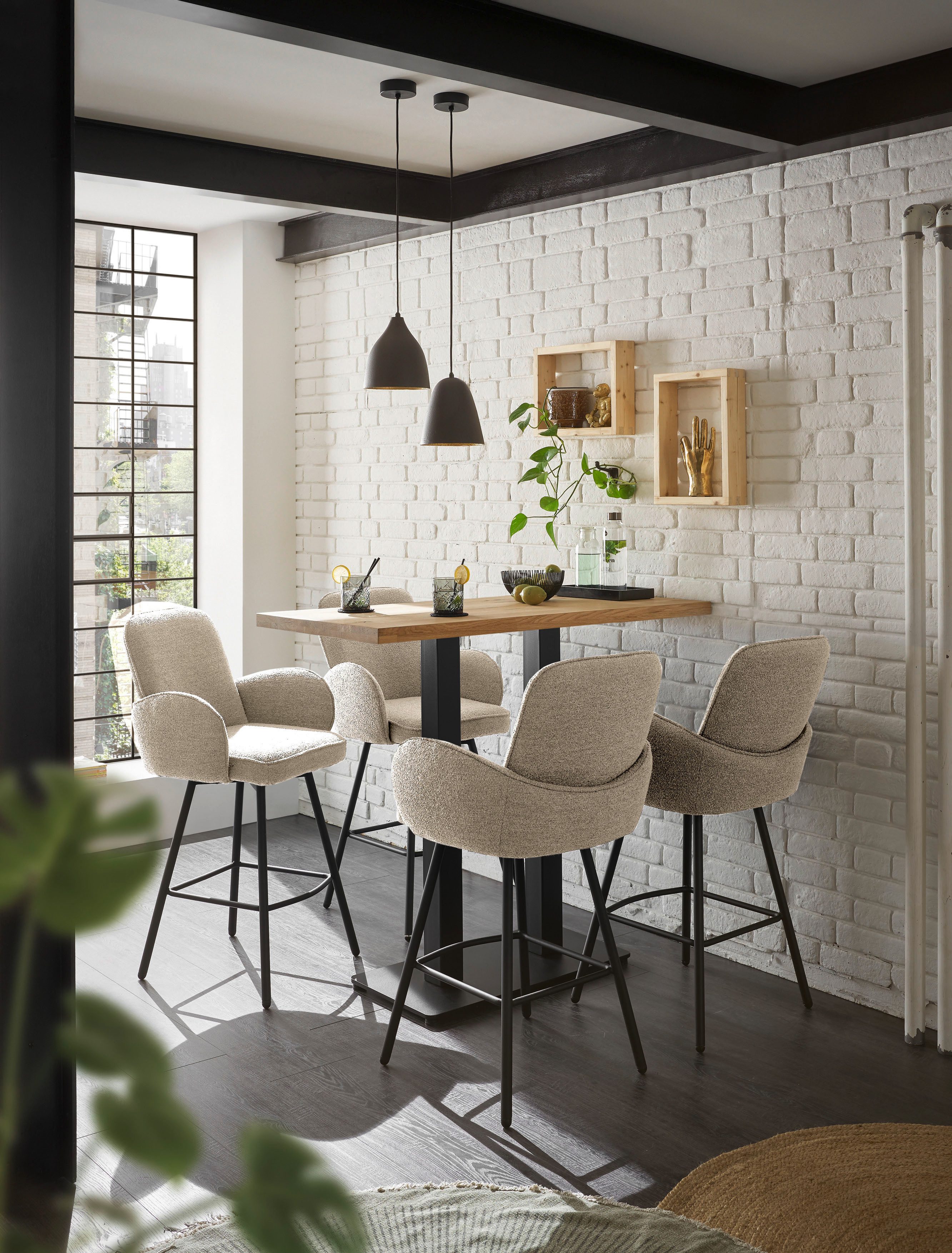 Stolkom Bartafel Jay eik massief hout geolied, hoge tafel BxHxD 120x104x60 cm