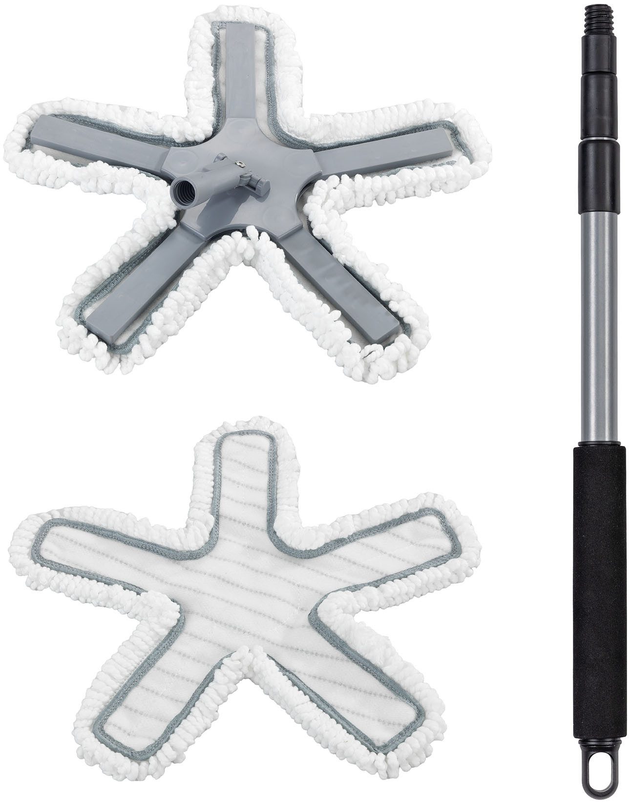 Maximex Vloerwisserset Model octopus met telescopische steel 360° duo-knikgewricht, microvezel bekleding, reinigt alleen met water (set, 4-delig)