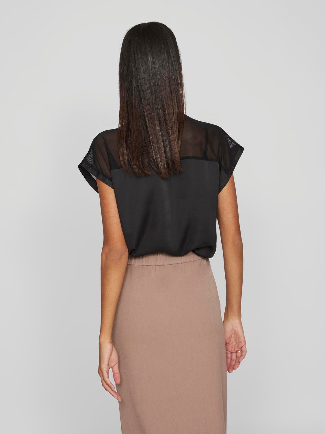 Vila Shirt met korte mouwen VIELLETTE O-NECK S S MESH TOP NOOS