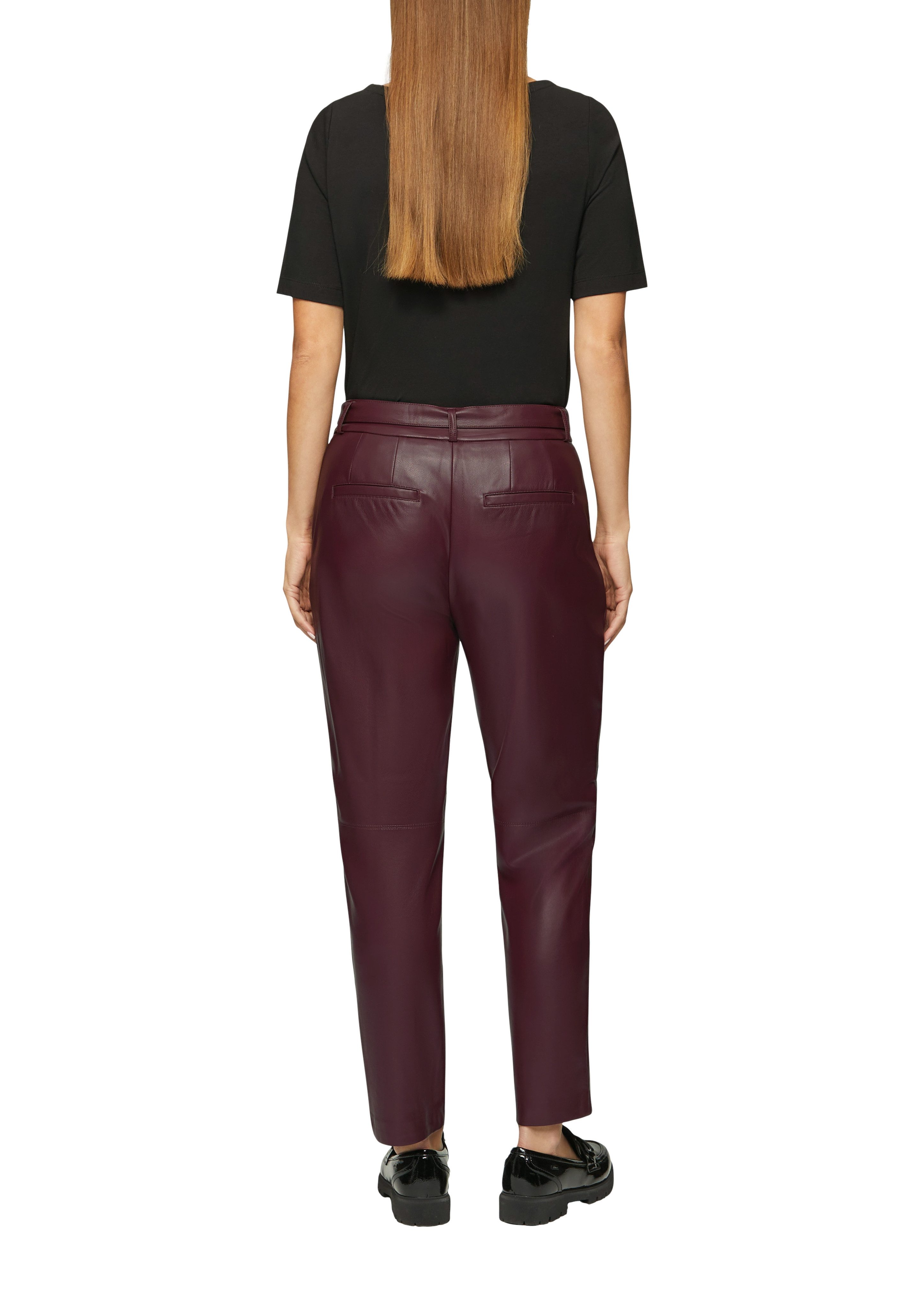s.Oliver BLACK LABEL Imitatieleren broek met riem