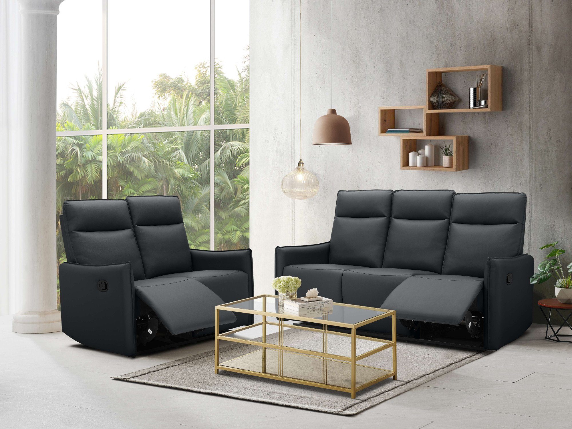 Dorel Home 2-zitsbank Lugo, bioscoopbank met relaxfunctie in kunstleer en geweven stof
