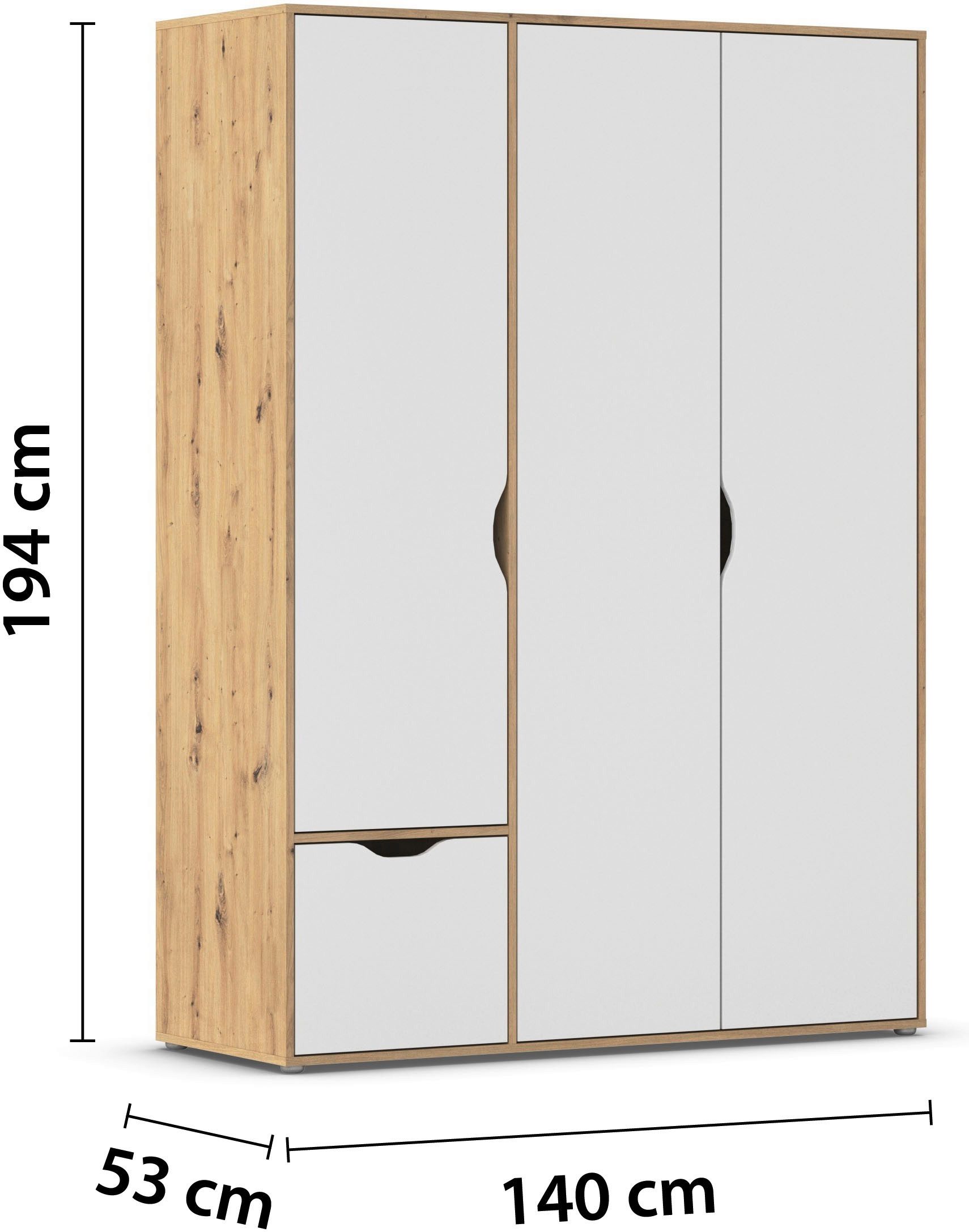 rauch Draaideurkast Kledingkast Kast Garderobe Wasmand NARAI met Laden Greefaansluitingen voor een greeploze look TOPSELLER MADE IN GERMANY