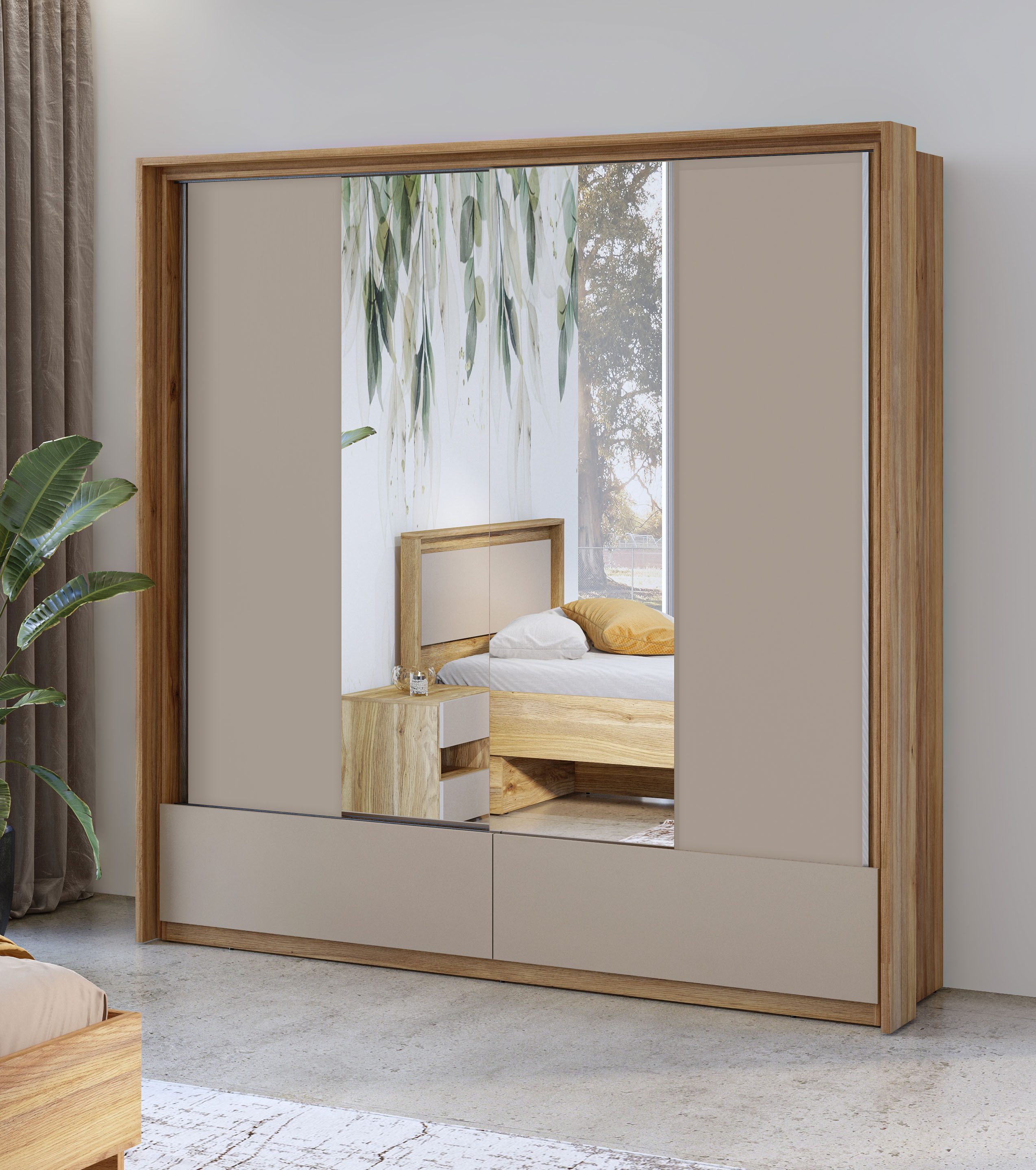 INOSIGN Schuifdeurkast Wharton, Breedte 159 of 209 cm, Kledingkast incl. Binneninrichting