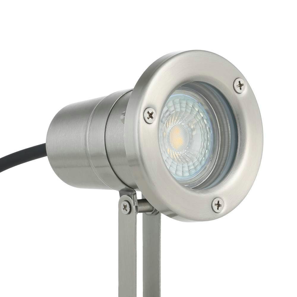 EGLO Ledpaallamp NEMA grondpen, schijnwerper, buitenverlichting, zilver, GU10, IP54