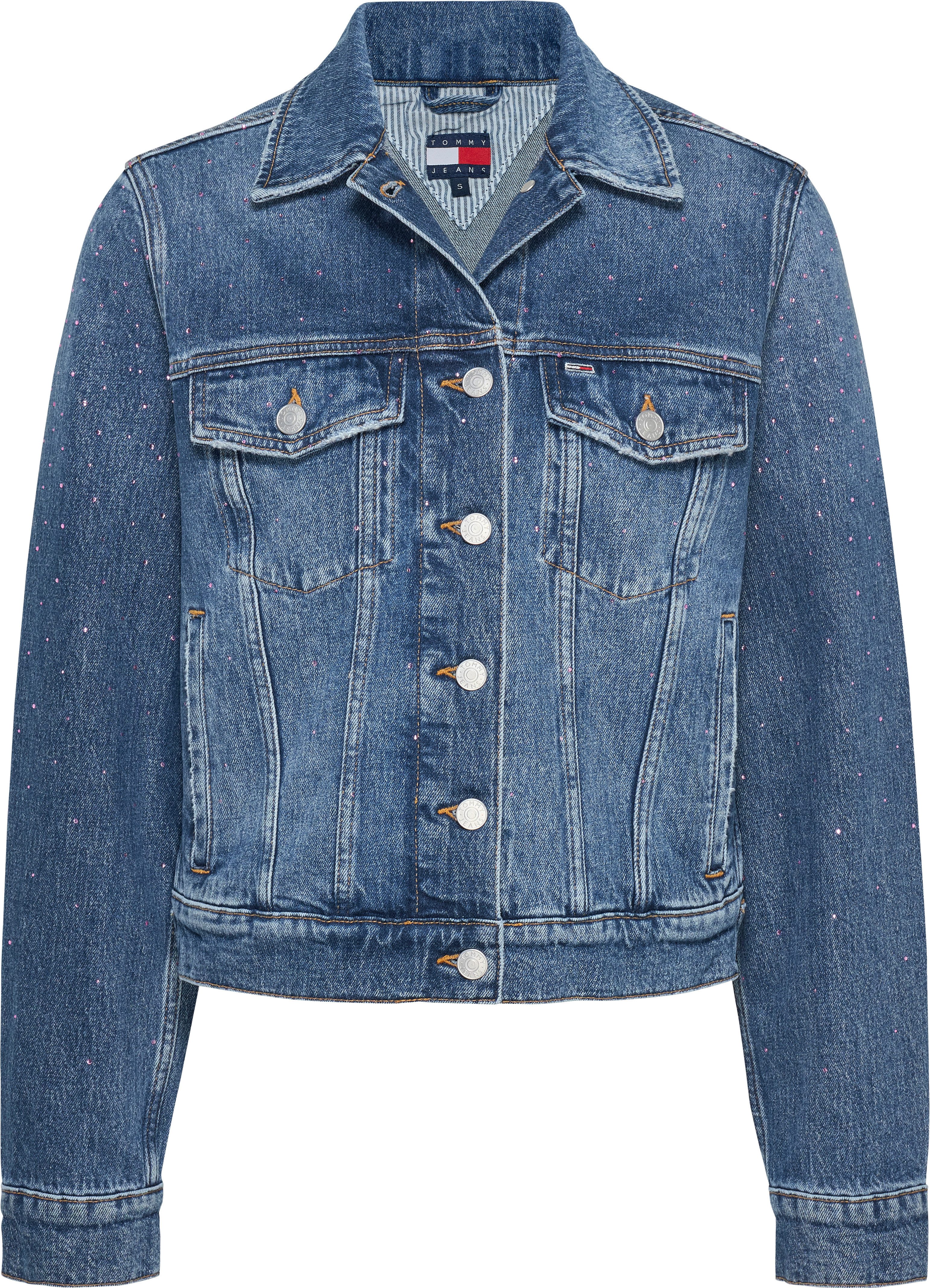 TOMMY Jeansjack CLASSIC TRUCKER JACKET AI6136 met typische trucker-details, met sierstenen