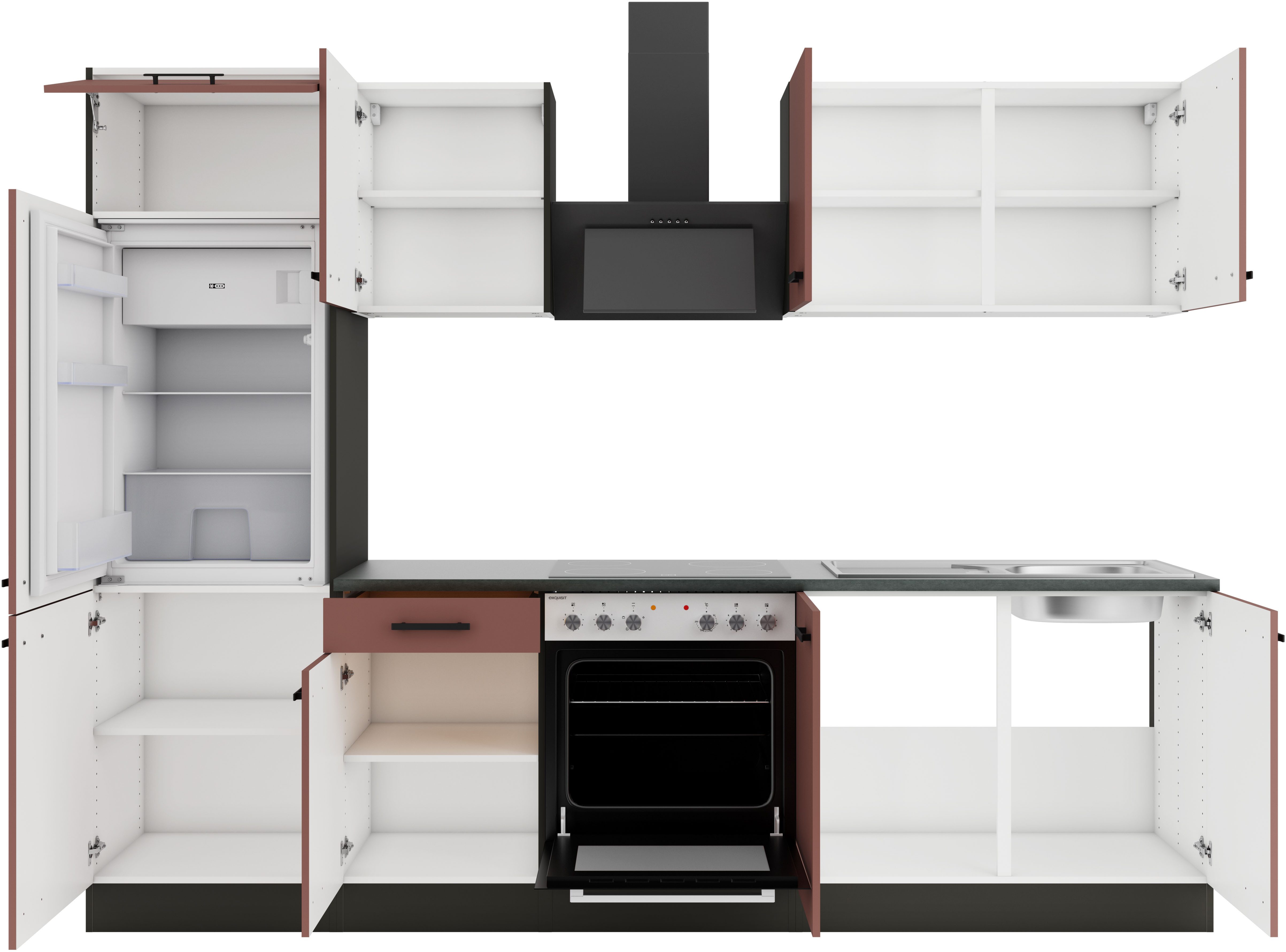 OPTIFIT Keukenblok Palma Breedte 270 cm, optioneel met E-apparaten, aan de zijkant omkeerbaar