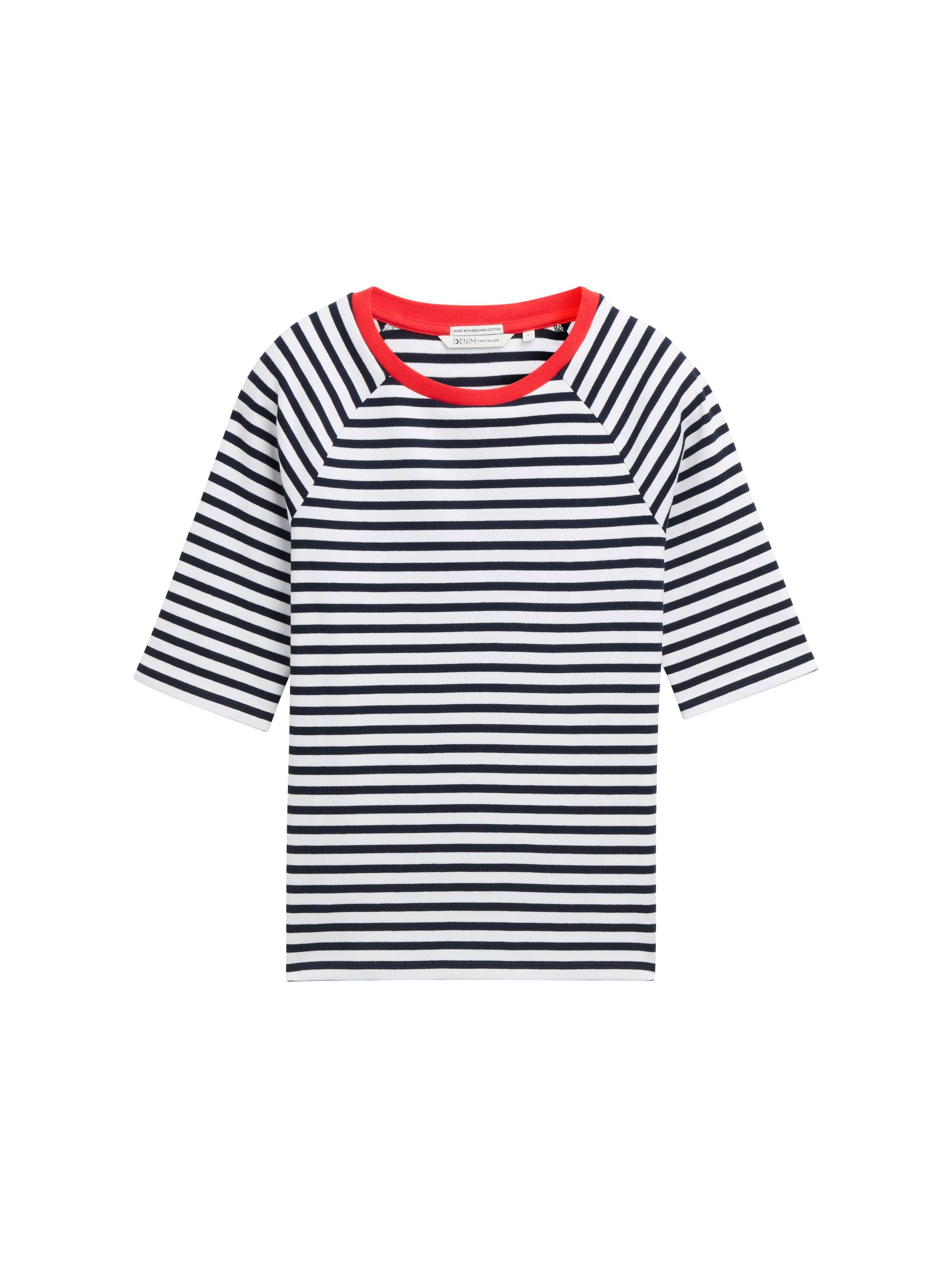Tom Tailor Denim Shirt met ronde hals met streepmotief