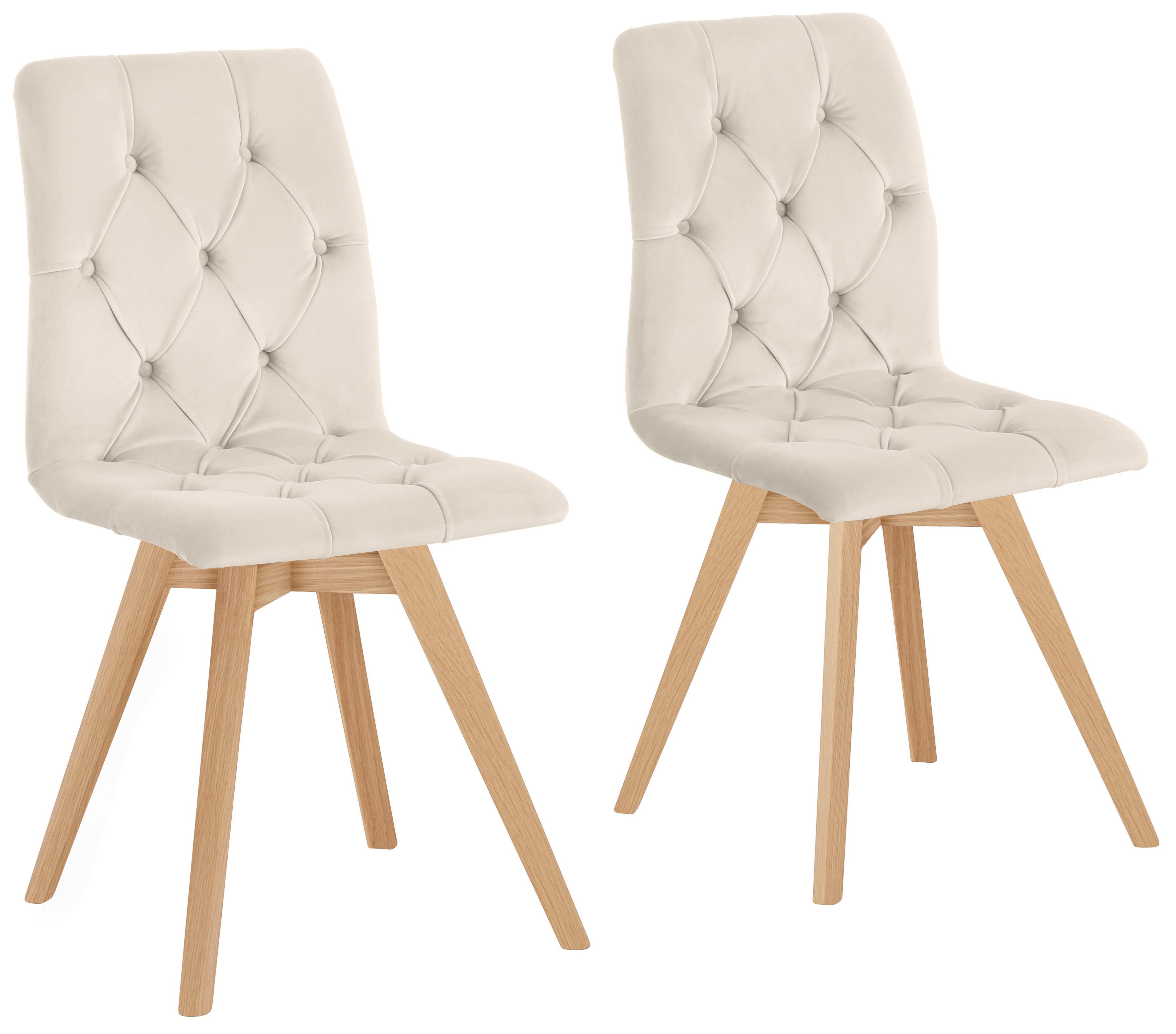 andas Eetkamerstoel Rania in set van 2/4/6, massief houten poten (set) 4 poot stoelen beige