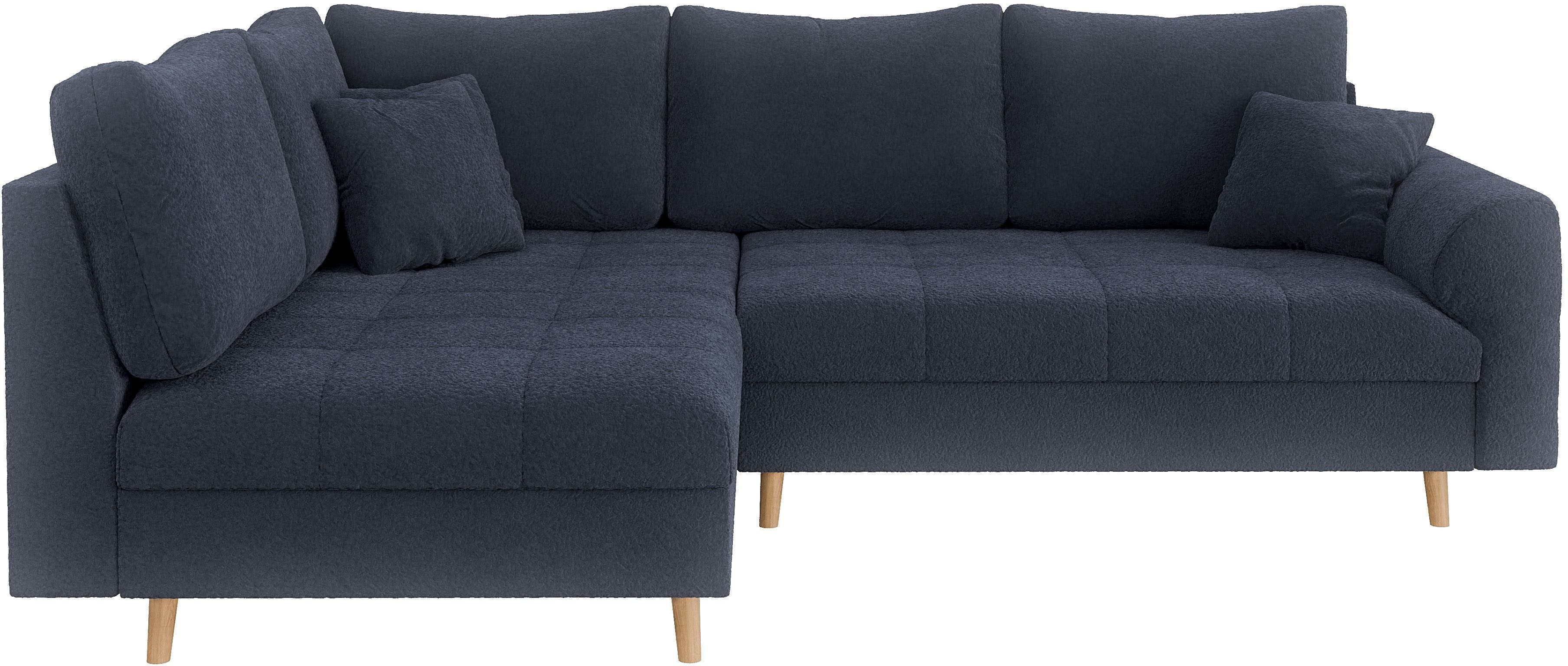 Home affaire Hoekbank CHARRE L-vorm met ottomane, afmetingen B/D/H: 231/161/81 cm fijne stiksels, losse rug- en sierkussens, ook in cord en bouclé