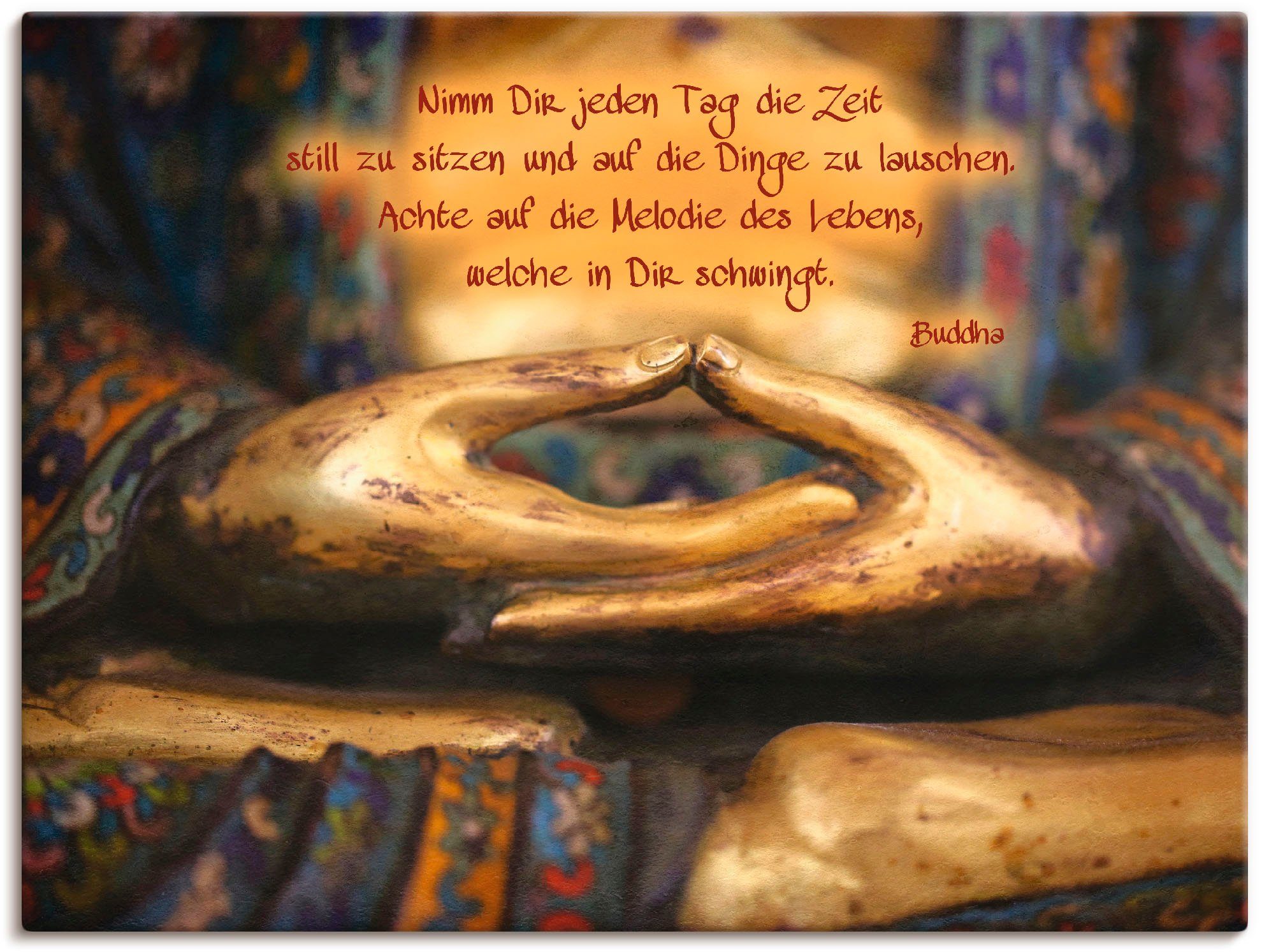 Artland Artprint Wijsheid als artprint op linnen, poster, muursticker in verschillende maten foto schilderijen maat 80 cm x 60 cm goud