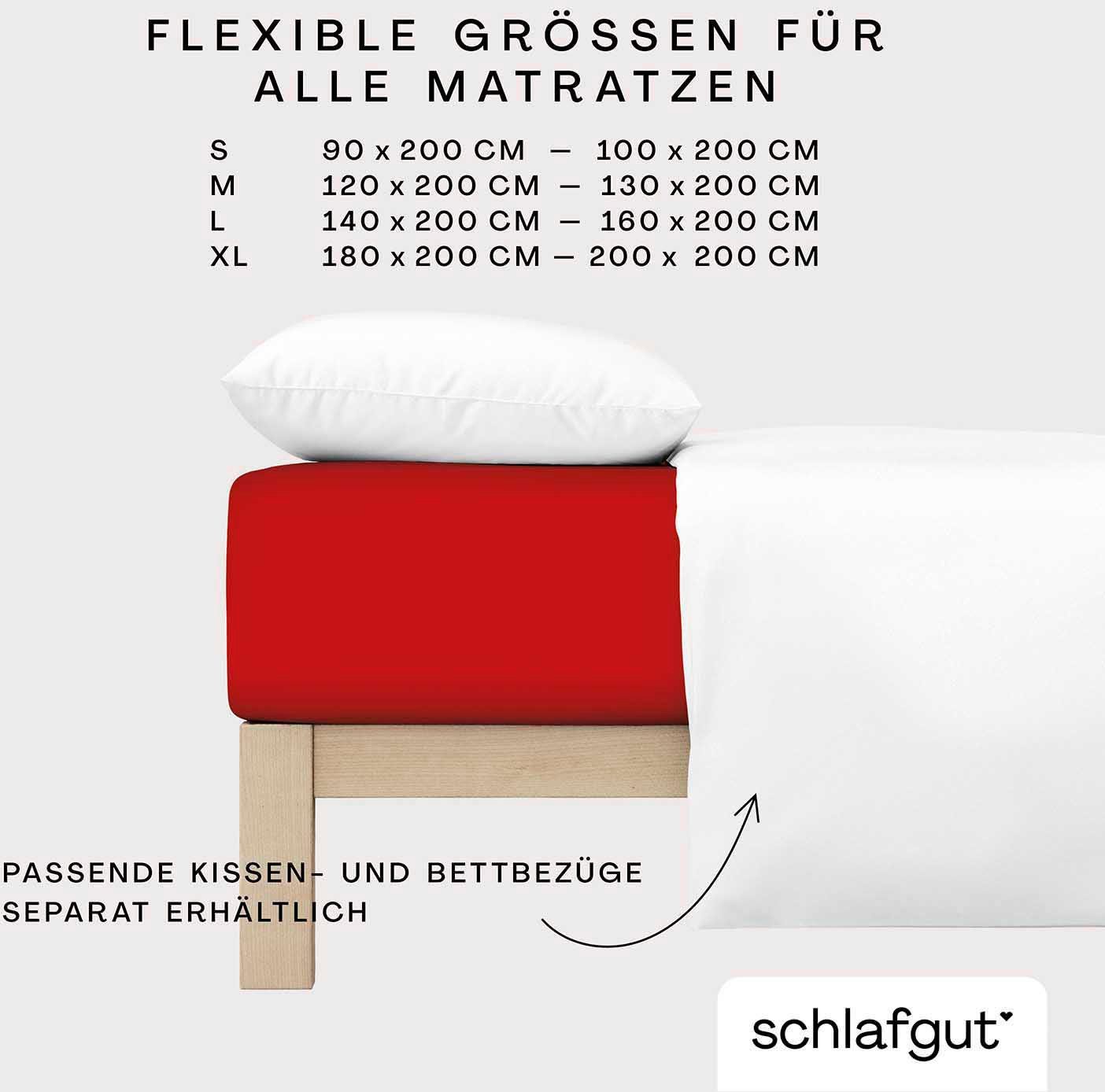 Schlafgut Hoeslaken CASUAL o.a. in maat 90x200, 140x200 of 180x200 cm, 100% biologisch katoen Dekbedovertrek voor matrassen tot 25 cm hoogte, betrouwbaar, duurzaam, zacht (1 stuk)
