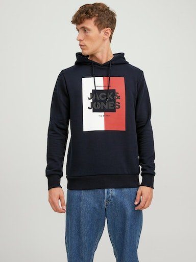 Jack & Jones Hoodie JJOSCAR SWEAT HOOD heren hoodies maat S blauw