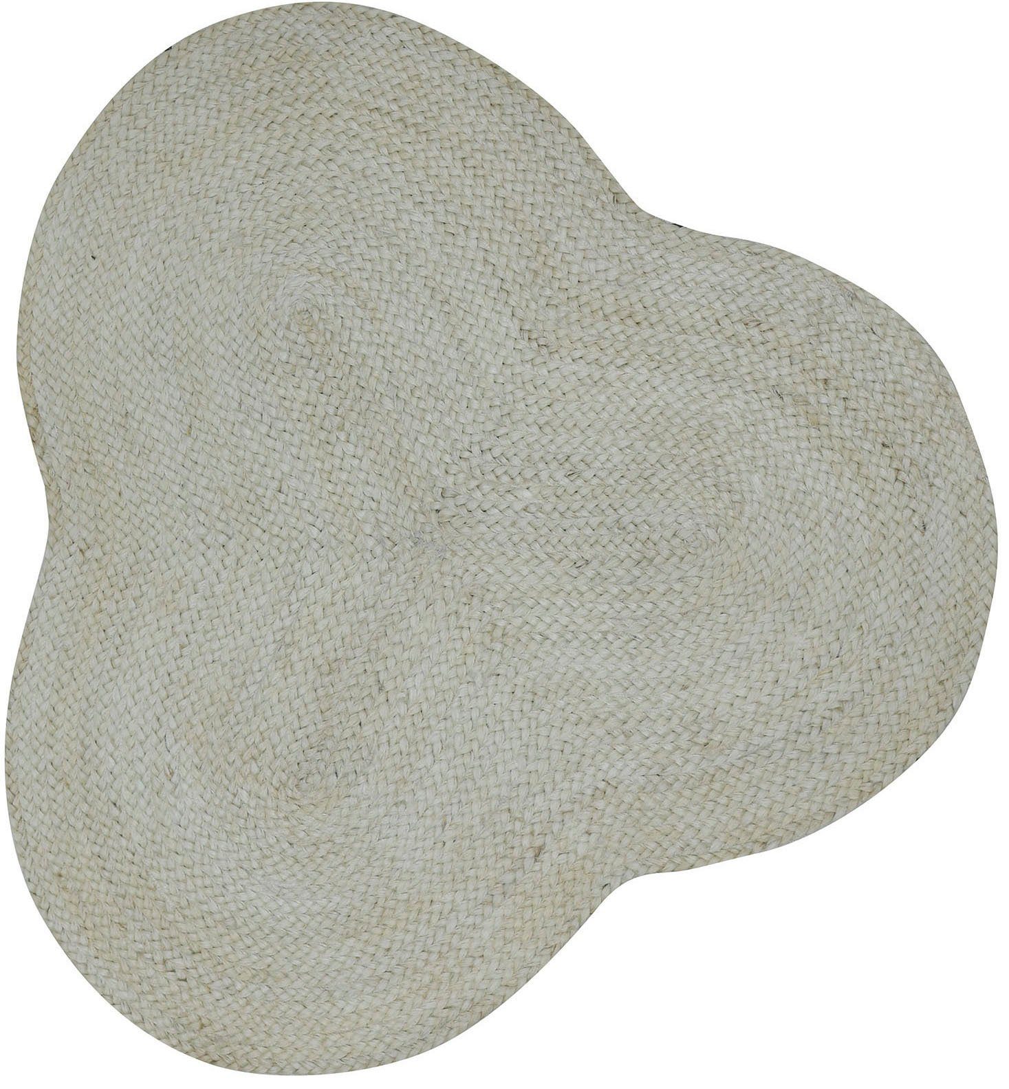 carpetfine Vloerkleed Alia Jutetapijt handgeweven van jute, natuur tapijt, speciale vorm blauw, boho stijl, effen moderne vloerkleden maat 150 cm x