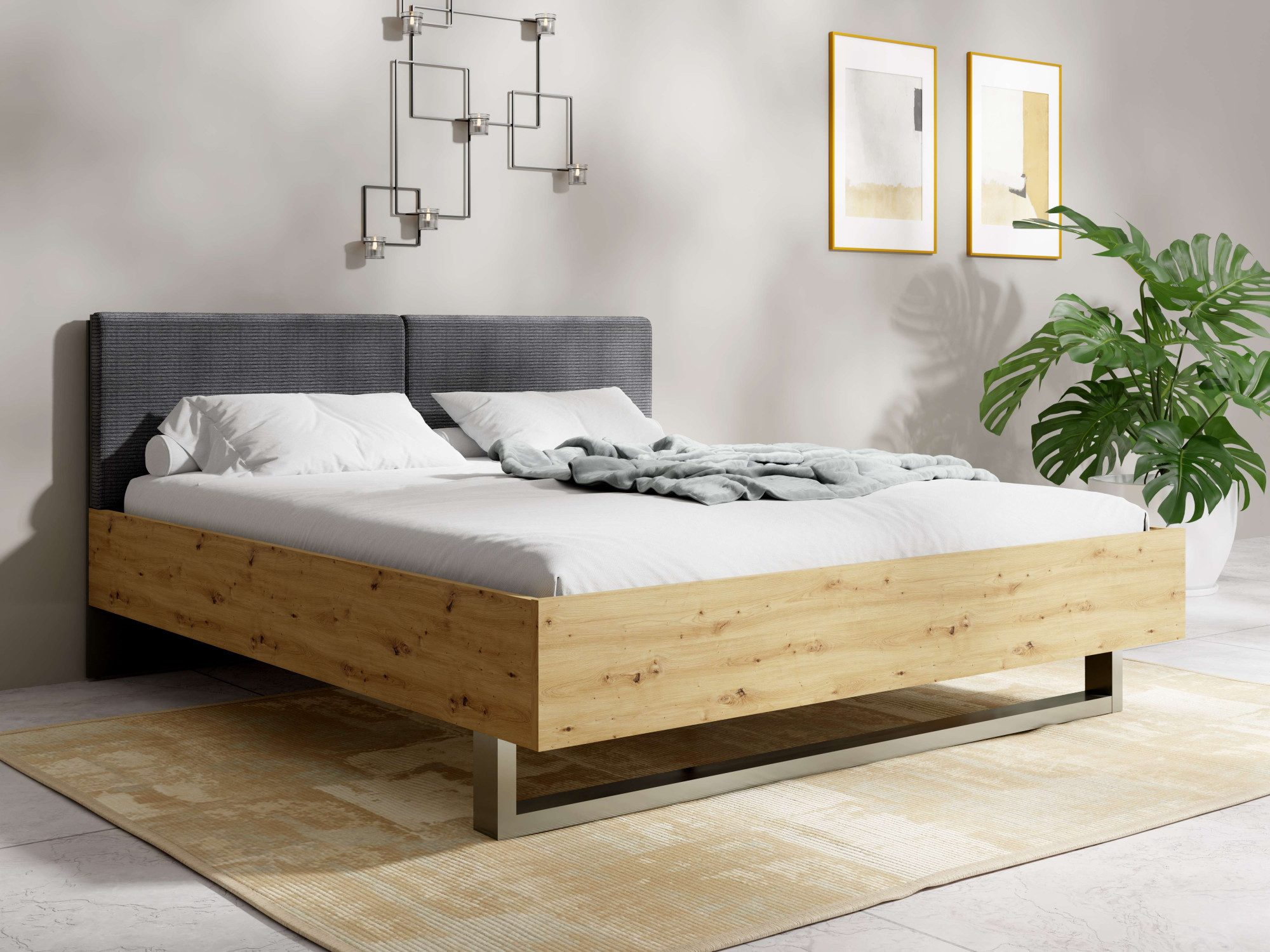 INOSIGN Gestoffeerd bed Bed Loreto, afmetingen: B/D/H 185,5/211/98 cm bedden grijs