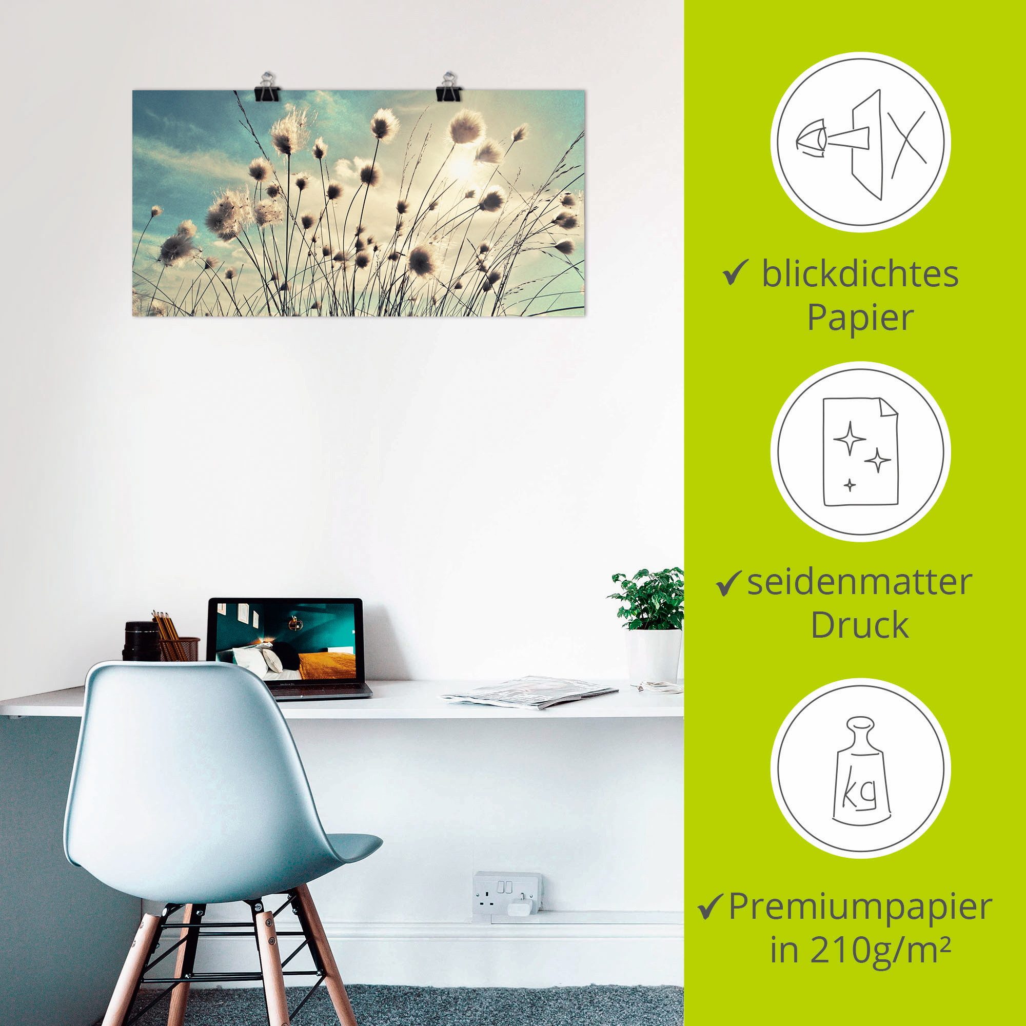 Artland Artprint Wolgras als artprint van aluminium, artprint voor buiten, artprint op linnen, poster, muursticker