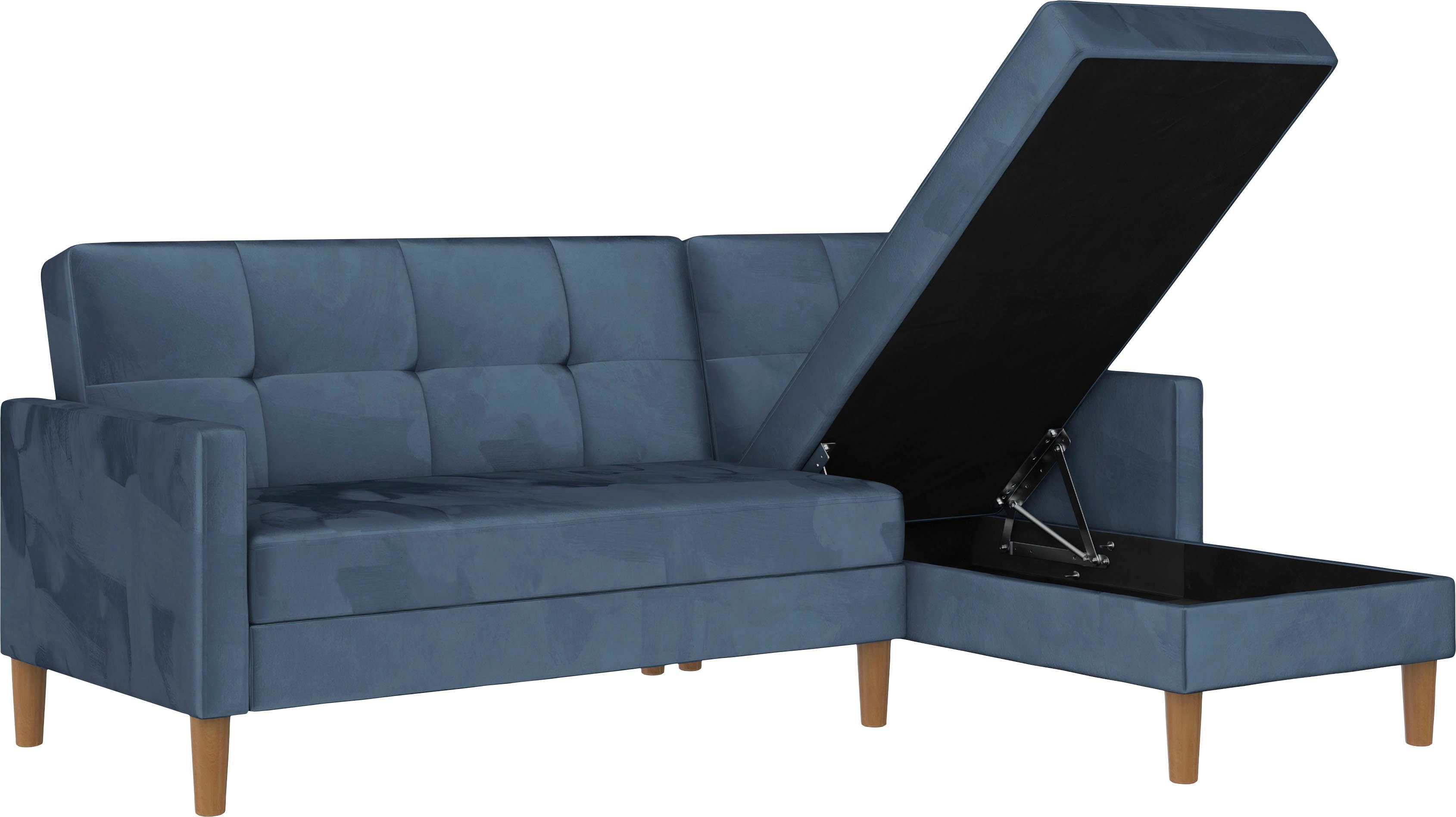 Dorel Home Hoekbank Lilly, L-vorm met bedfunctie, récamier aan beide kanten te monteren, zithoogte 43 cm