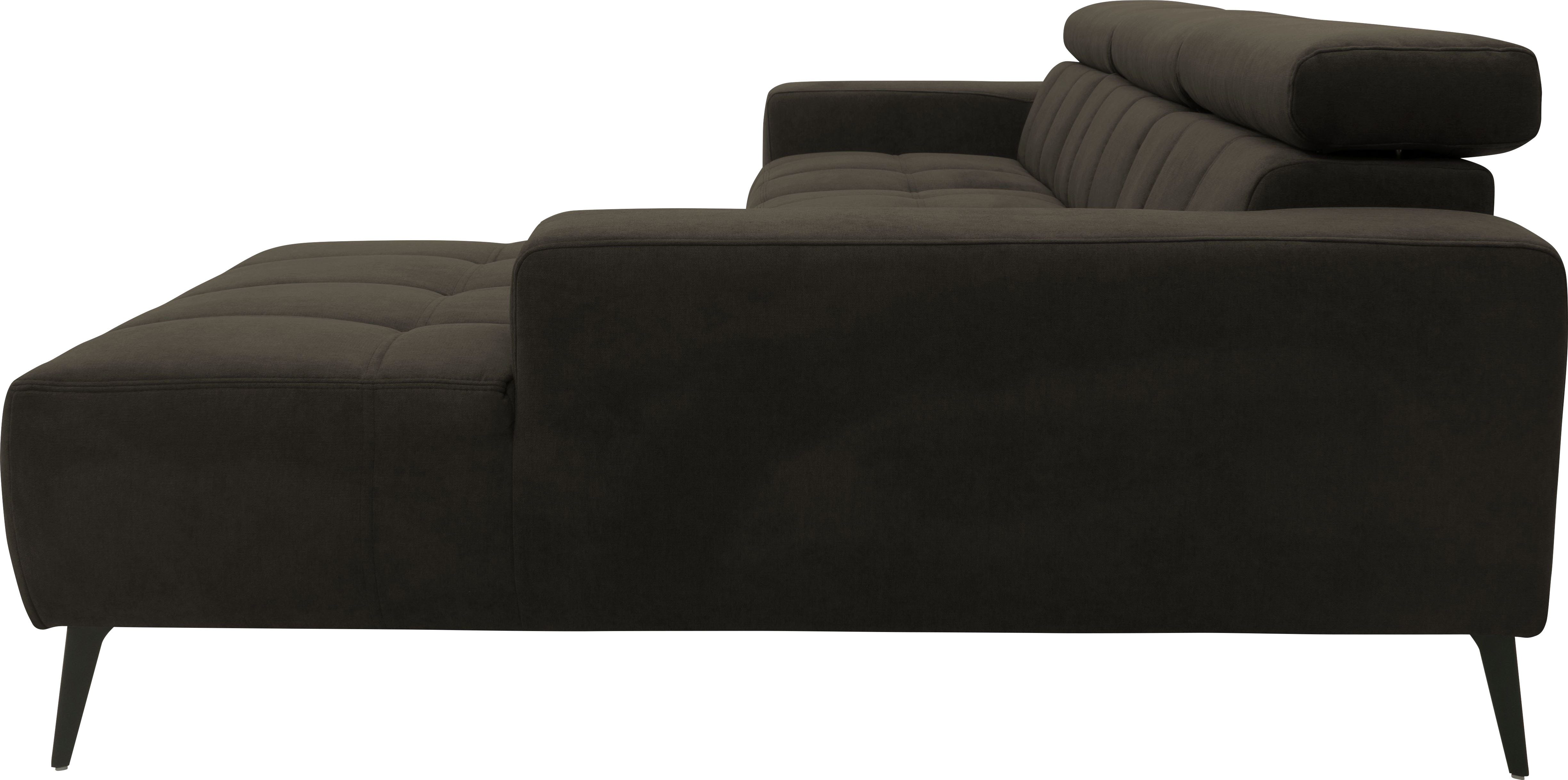 DOMO collection Hoekbank Trento L-vorm, met sledevoet of enkele voet naar keuze met verstelbare hoofdsteun, récamier links/rechts bestelbaar
