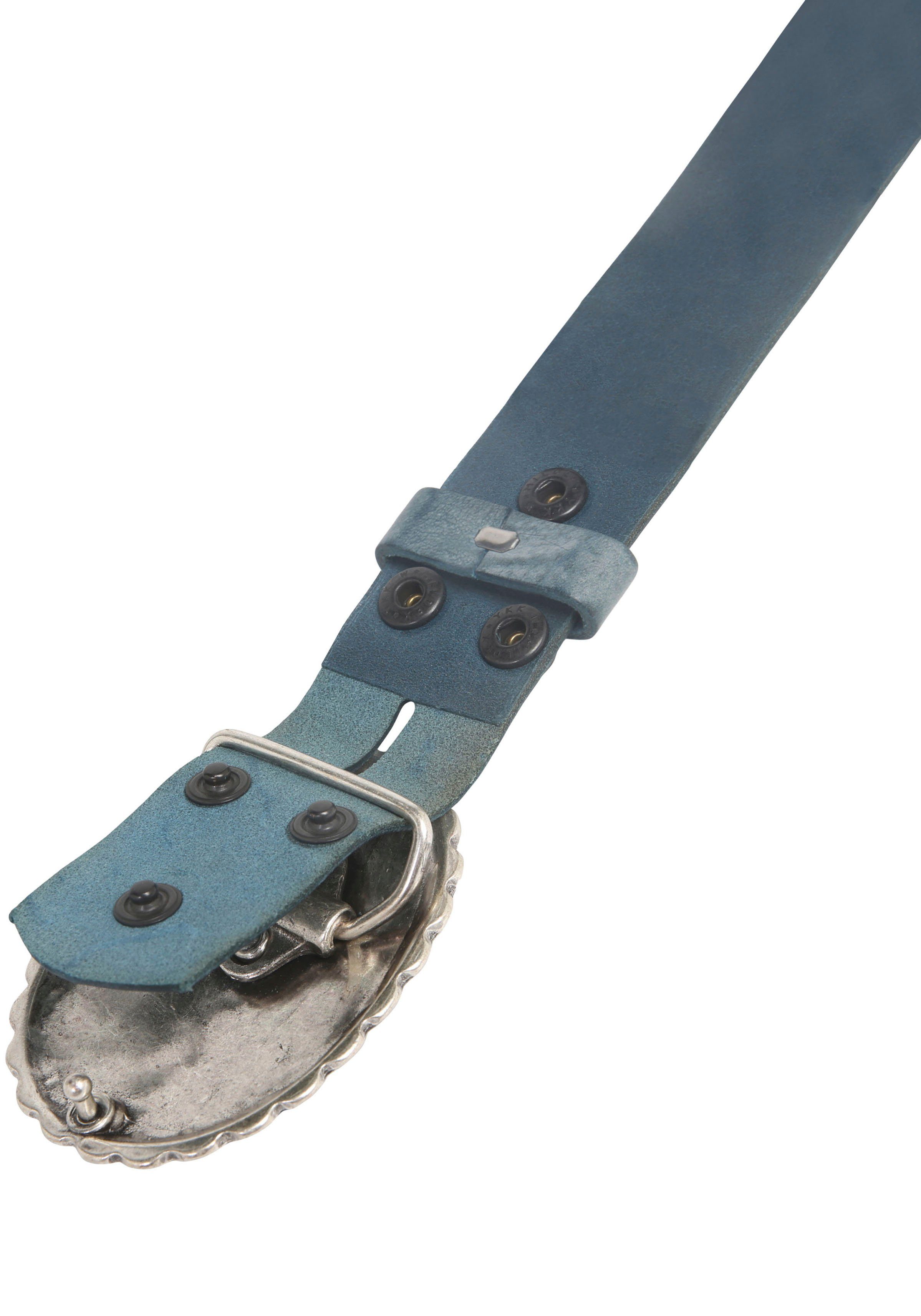 RETTUNGSRING by showroom 019° Leren riem met verwisselbare sluiting "mandala zilverkleur"