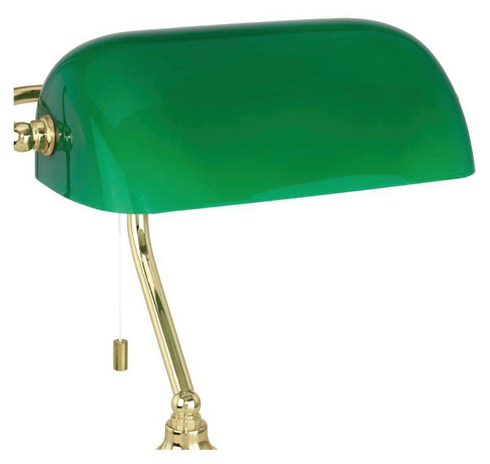 EGLO Tafellamp BANKER Lamp voor bureau, in messing en groen, met trek-schakelaar, E27 (1 stuk)