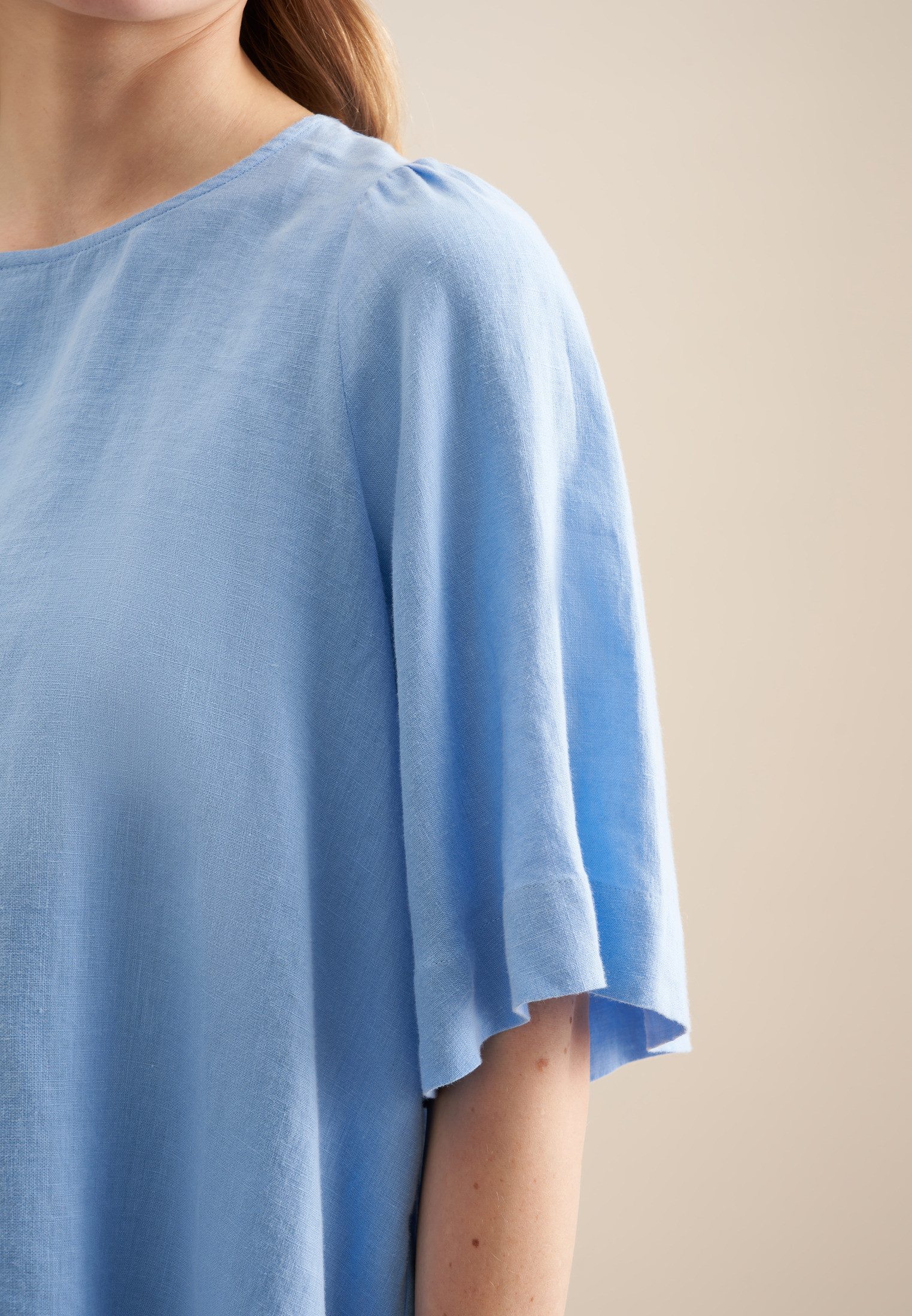 seidensticker Shirtblouse Zwarte roos Korte mouwen ronde hals uni