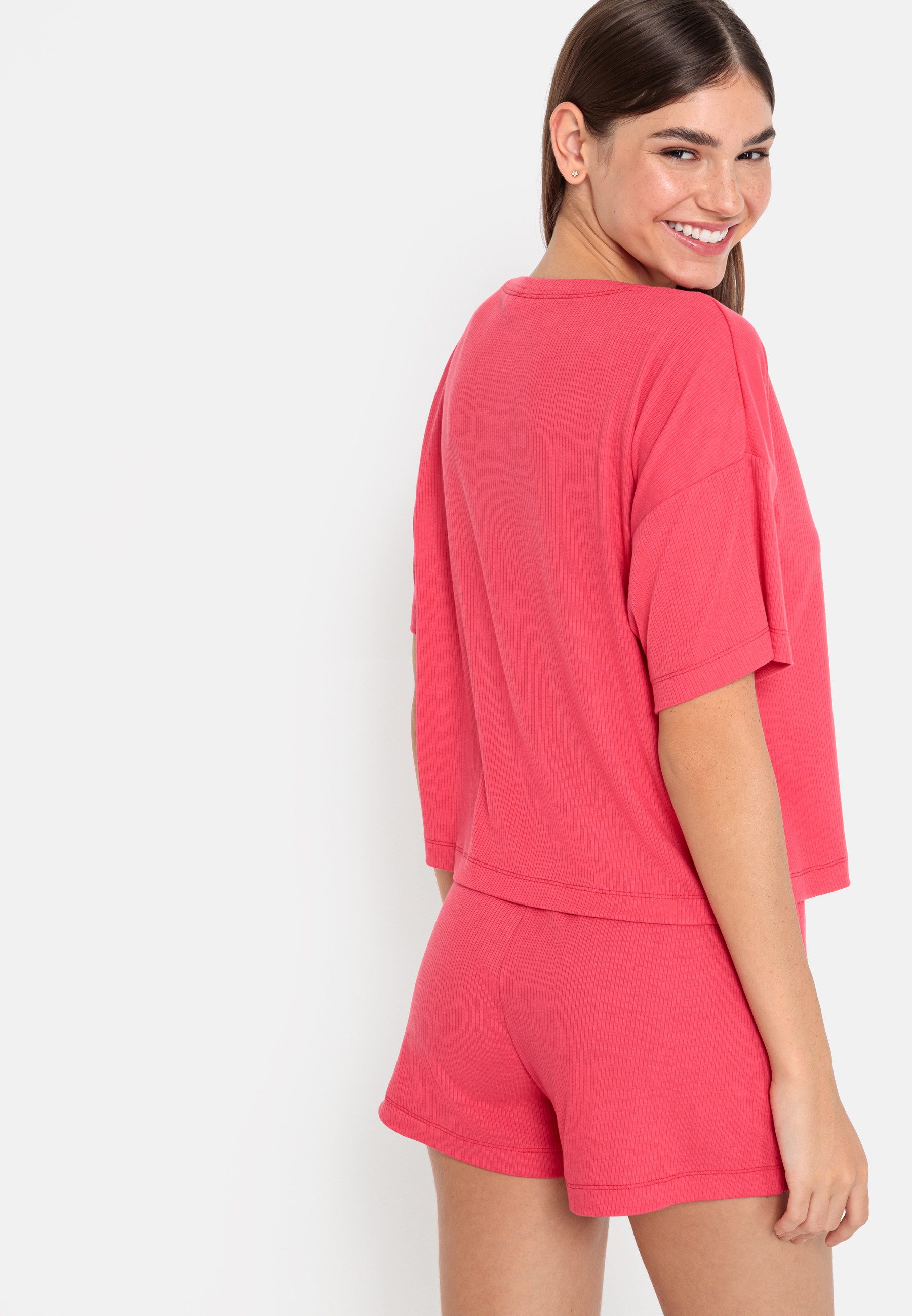 LSCN by LASCANA Shortama met kleine sierknoopsluiting (2-delig)