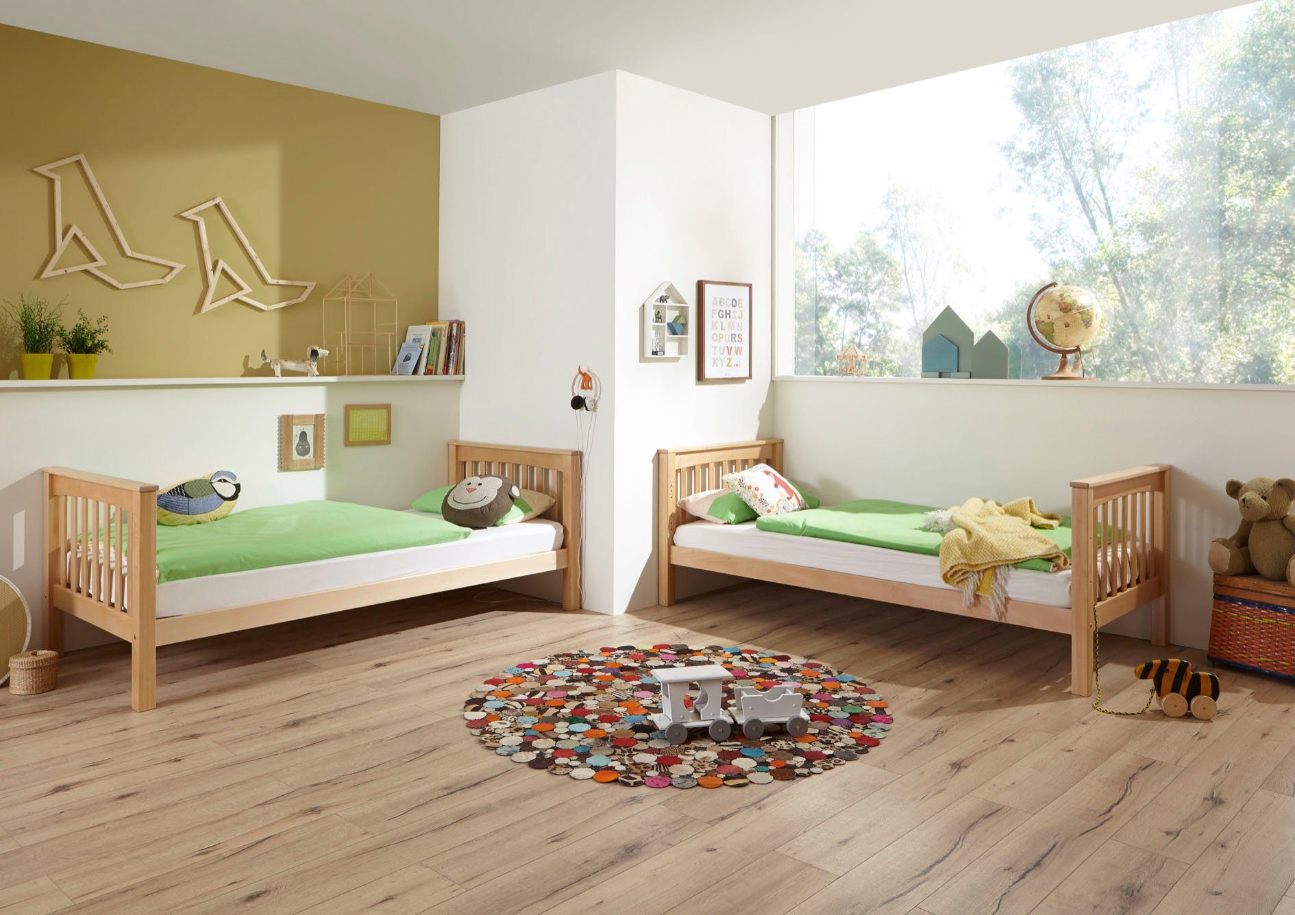 Relita Stapelbed Kick, hoogslaper, bedden ook apart te plaatsen incl. oprolbare lattenbodem en ladder, optioneel met bedlade, beuken