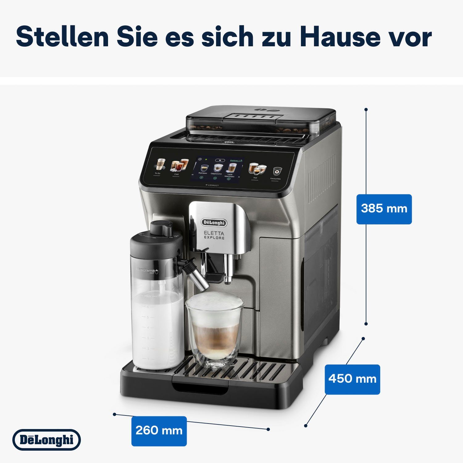 De'Longhi Volautomatisch koffiezetapparaat Eletta Explore Cold Brew ECAM450.86.T - 100 Rezepte (App), heiß & kalt