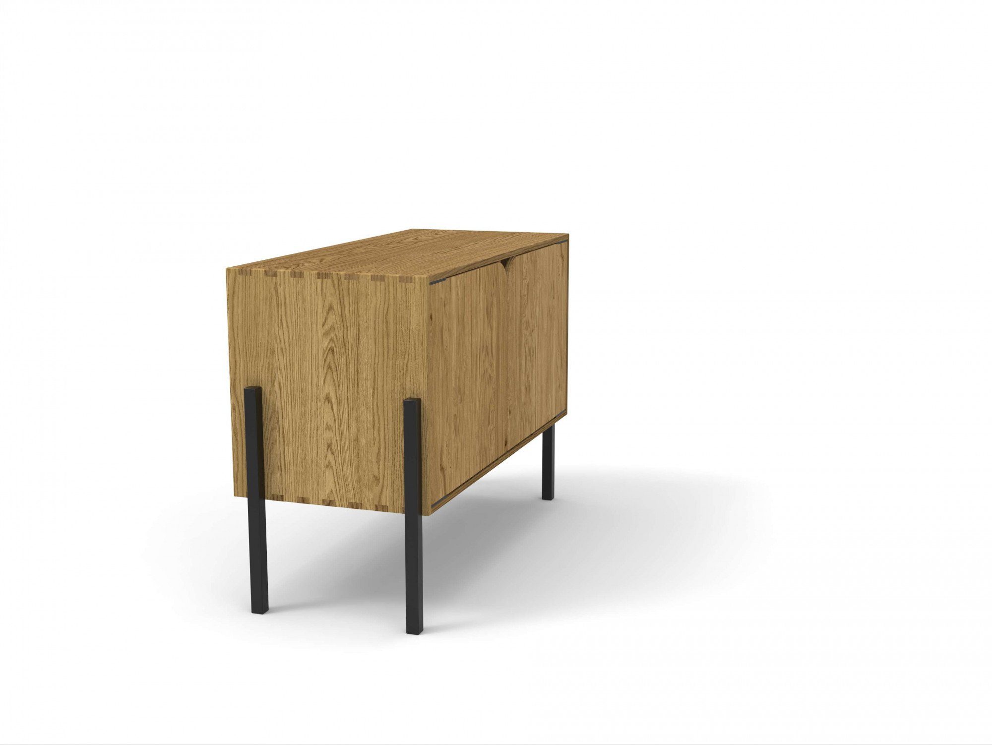 andas Tv-meubel Finton Commode met 2 deuren, kast van massief eikenhout, breedte 76 cm