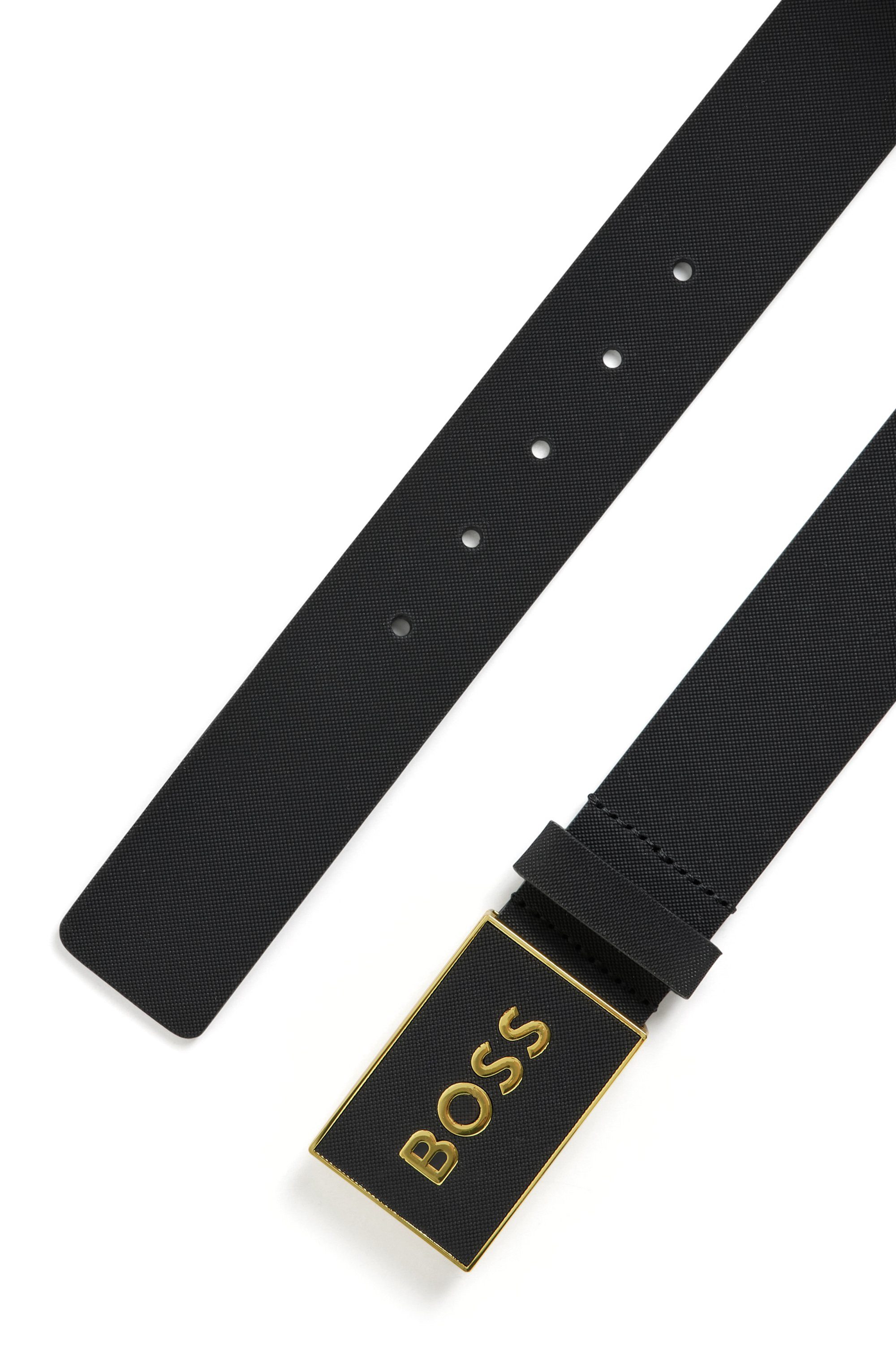 Boss Leren riem Boss_Icon-S1_Sz40 met boss-logo-reliëf op de riemgesp